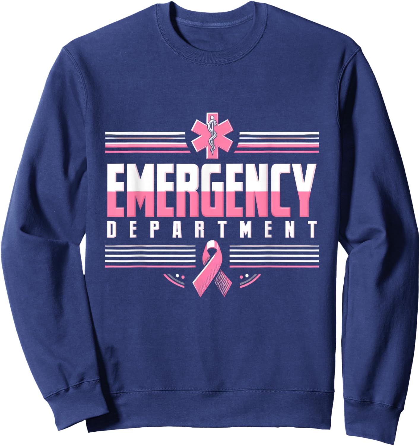 Emergency Department Emergency Room Nurse Breast Cancer Sweatshirt - Sweatshirt | Navy