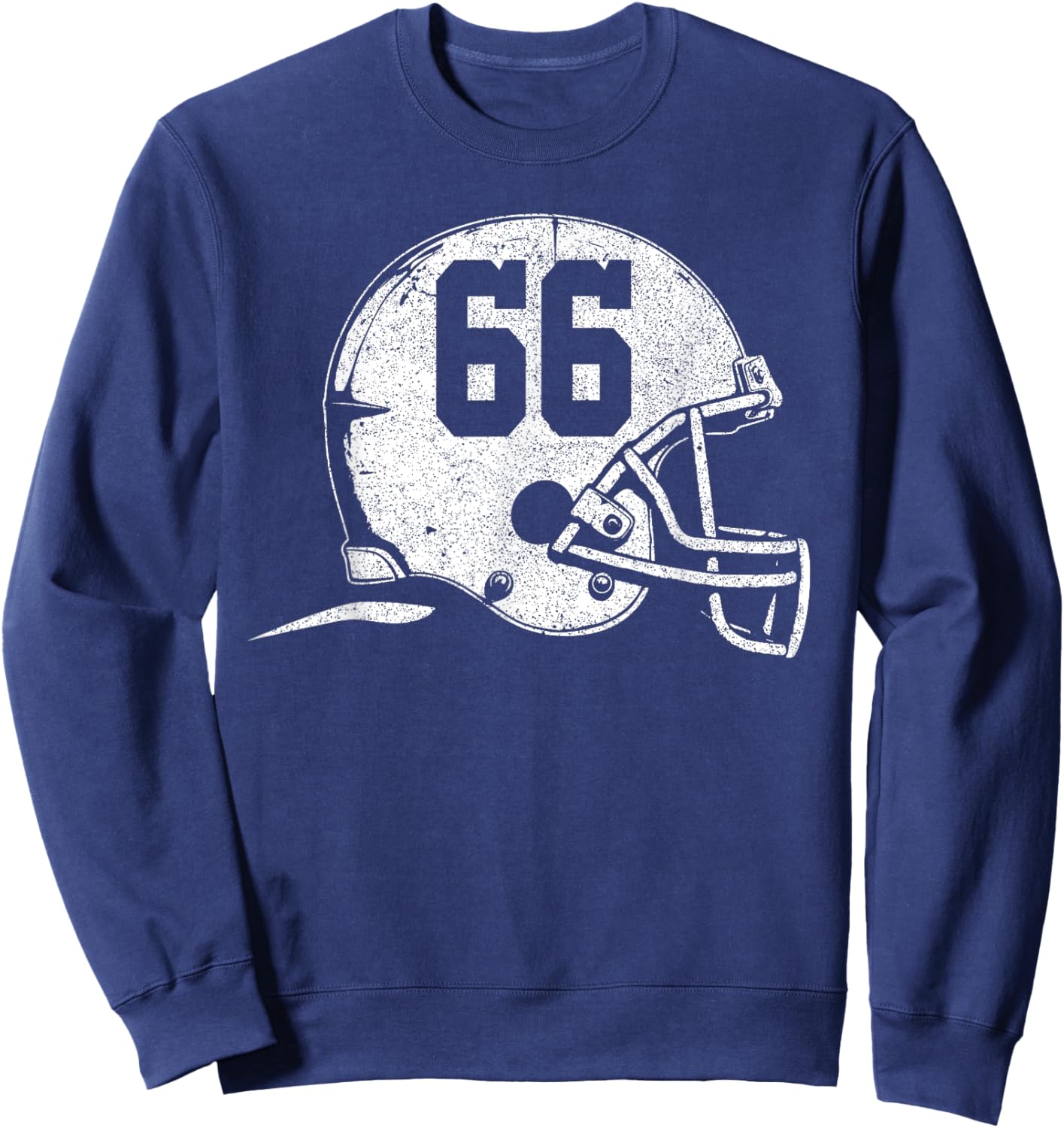 Number 66 Football Helmet Player Fun Number Sweatshirt - Sweatshirt | Navy