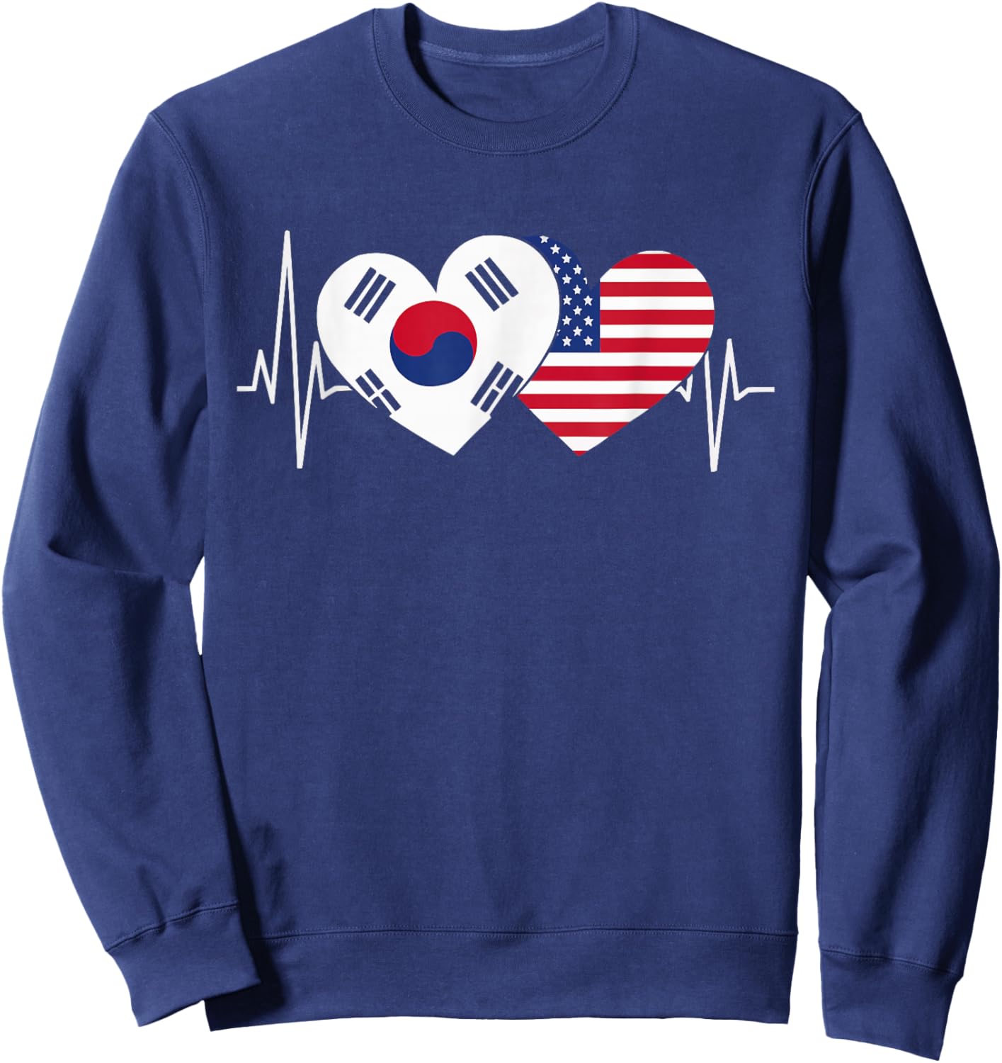 Half American Half Korean USA Flag South Korea America Sweatshirt - Sweatshirt | Navy