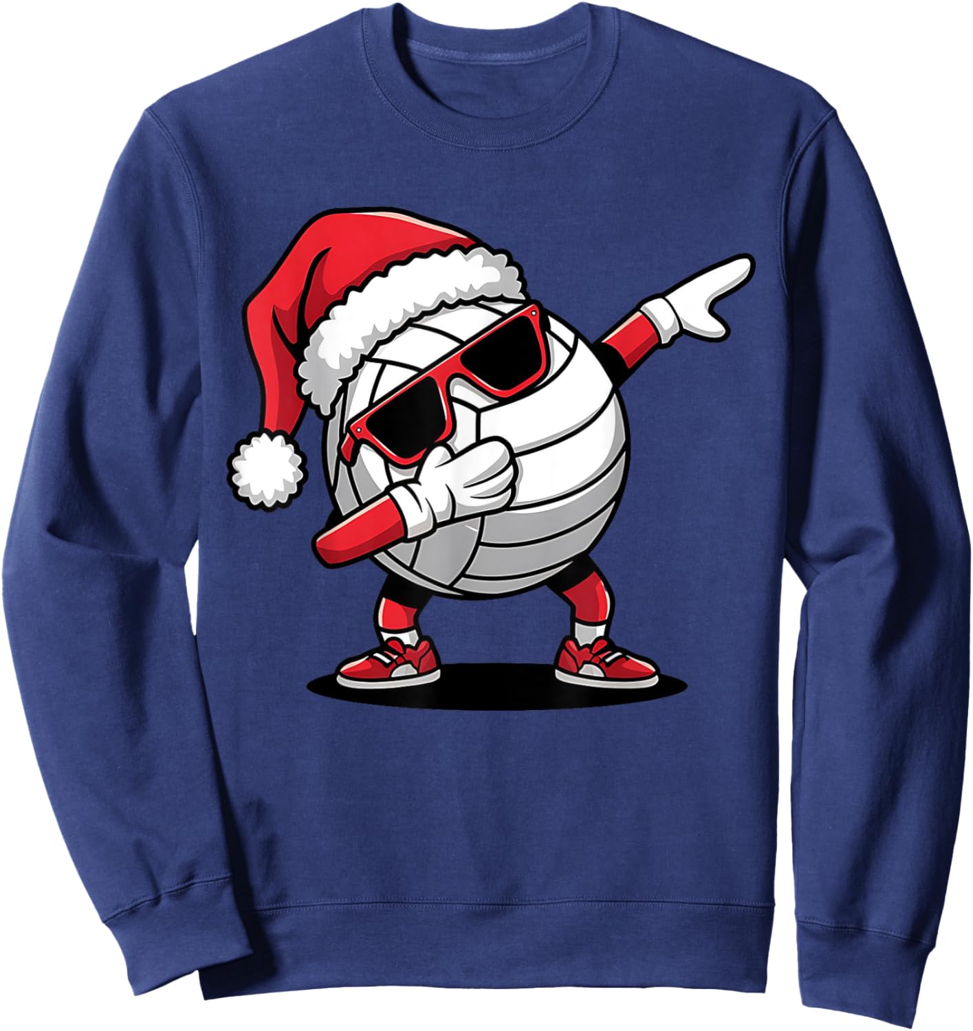 Funny Volleyball Ball Santa Hat Dabbing Xmas Pajamas Boys Sweatshirt - Sweatshirt | Navy