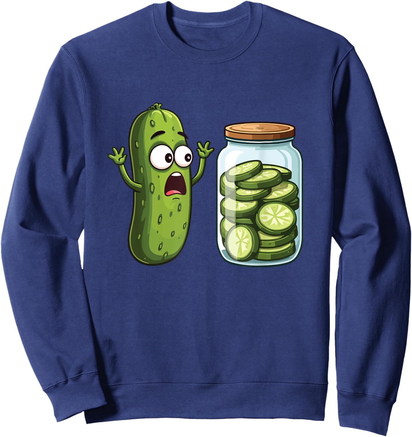 Frightened Pickle - Dill Pickle Lover Pickling Cucumber Sweatshirt - Sweatshirt | Navy