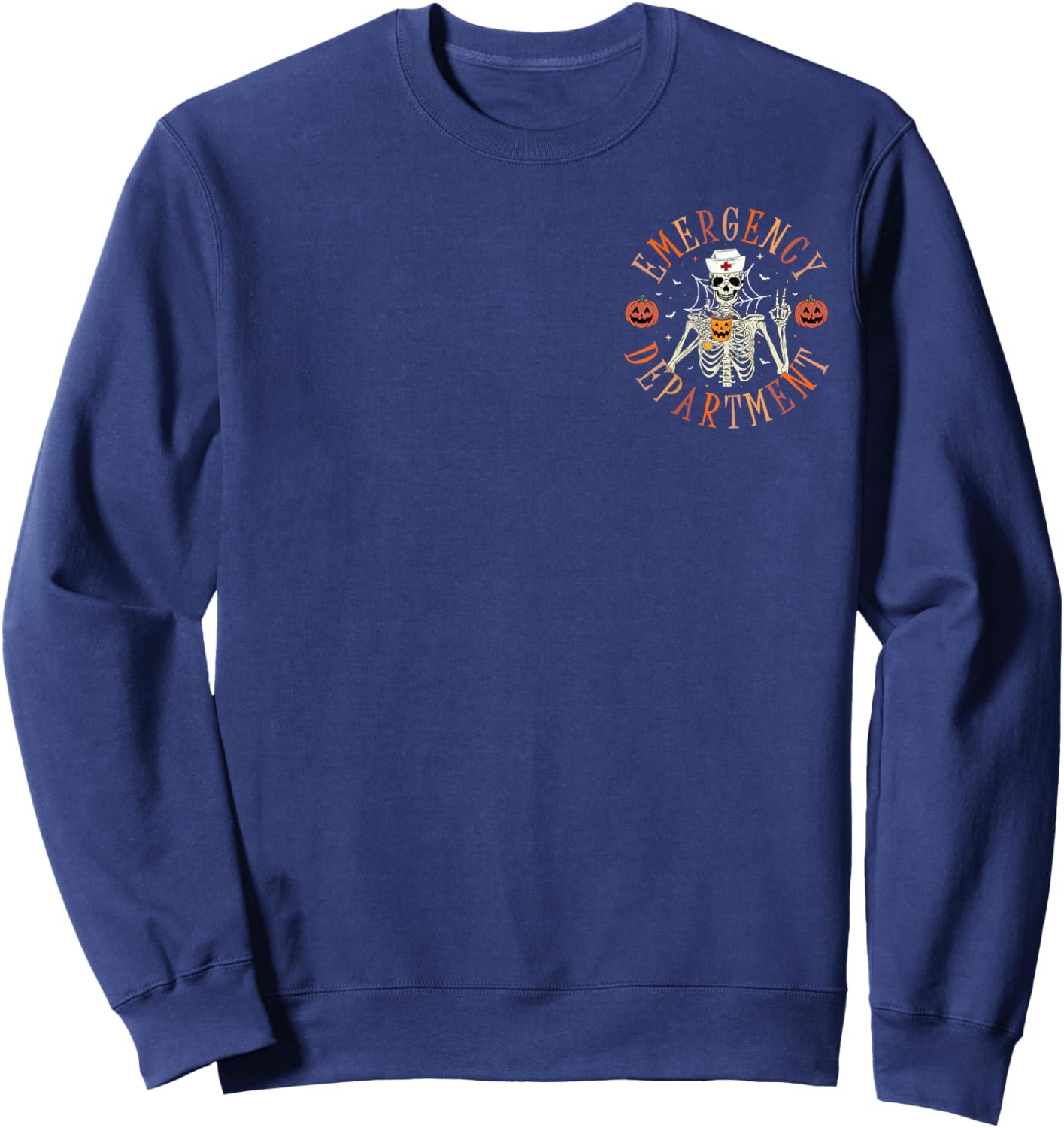 Emergency Department Skeleton ER Nurse Halloween Sweatshirt - Sweatshirt | Navy