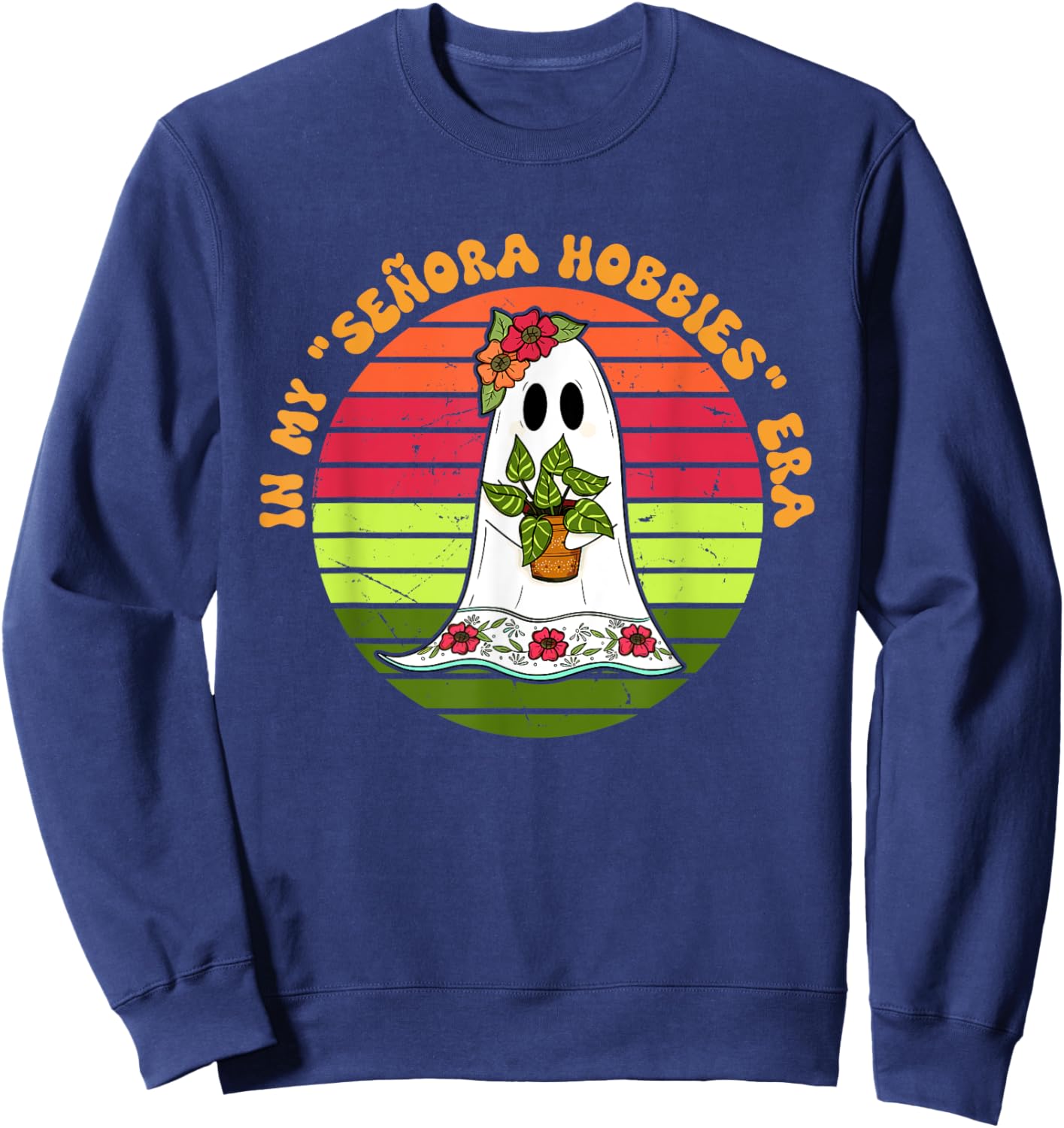 In My Senora Hobbies Era Cute Boo Halloween Design Sweatshirt - Sweatshirt | Navy