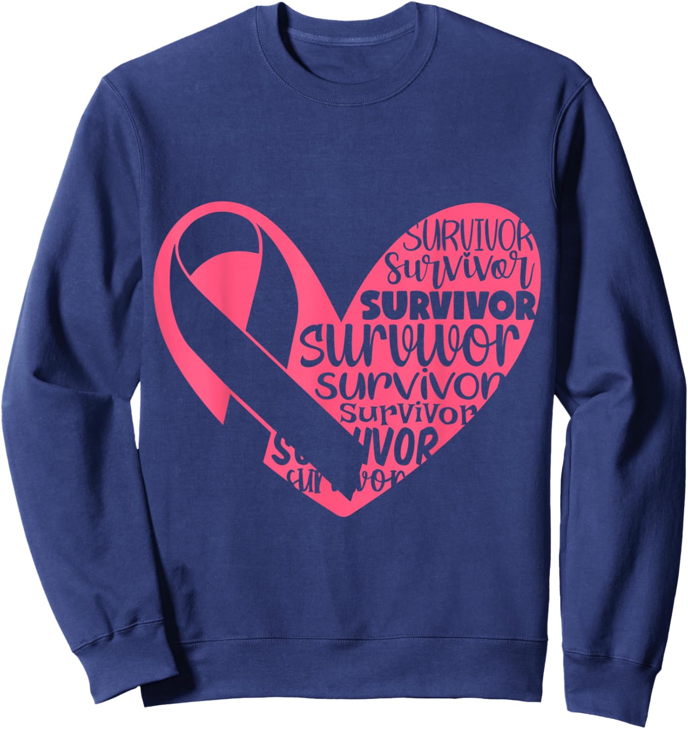 Survivor Heart Breast Cancer Awarenes Sweatshirt - Sweatshirt | Navy