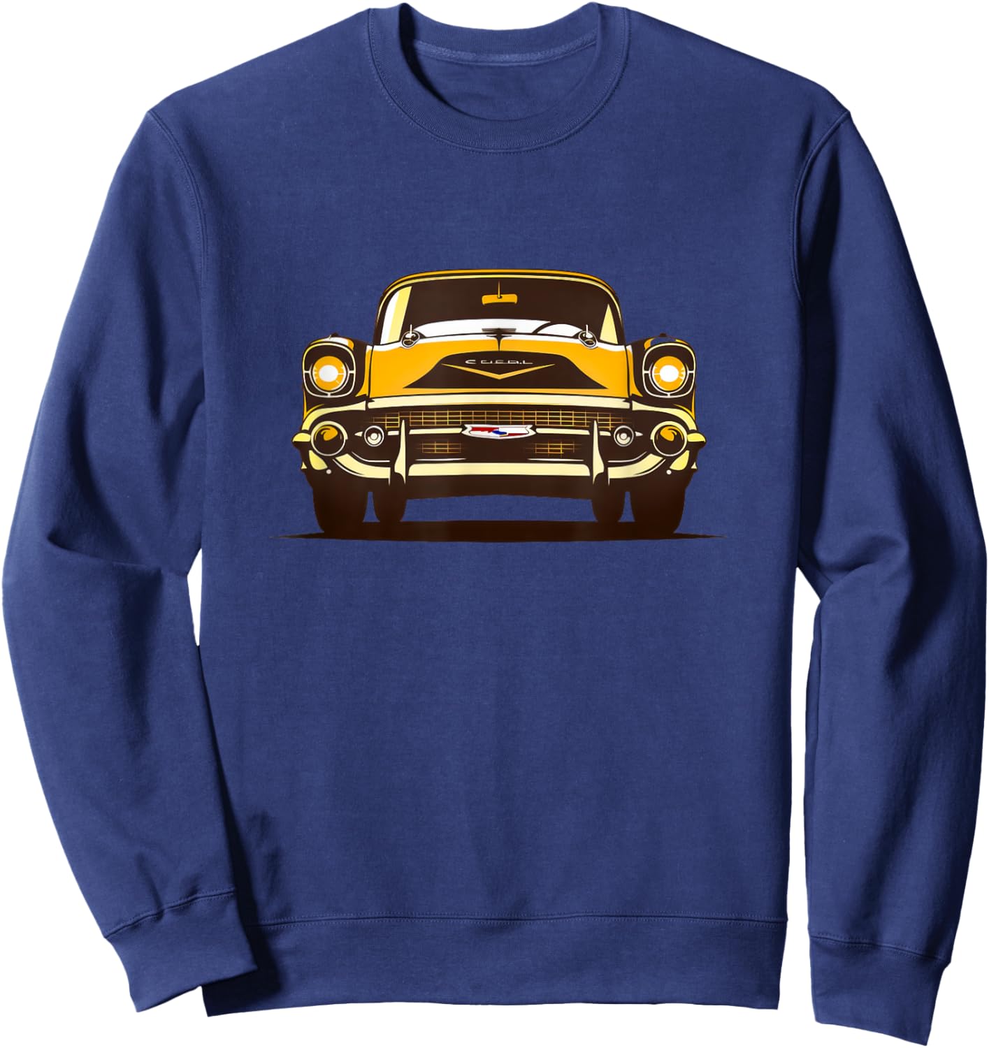 Vintage Yellow Classic Car Highlighting Its Iconic Grille Sweatshirt - Sweatshirt | Navy