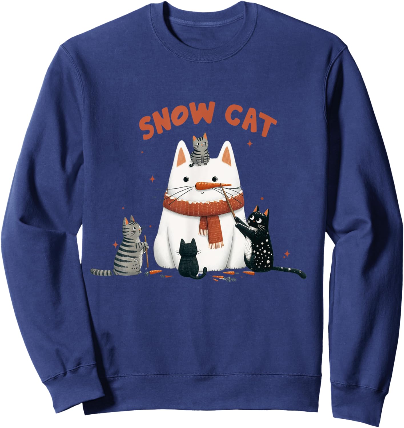 Funny Snow Cat Snowman Christmas Cat Sweatshirt - Sweatshirt | Navy