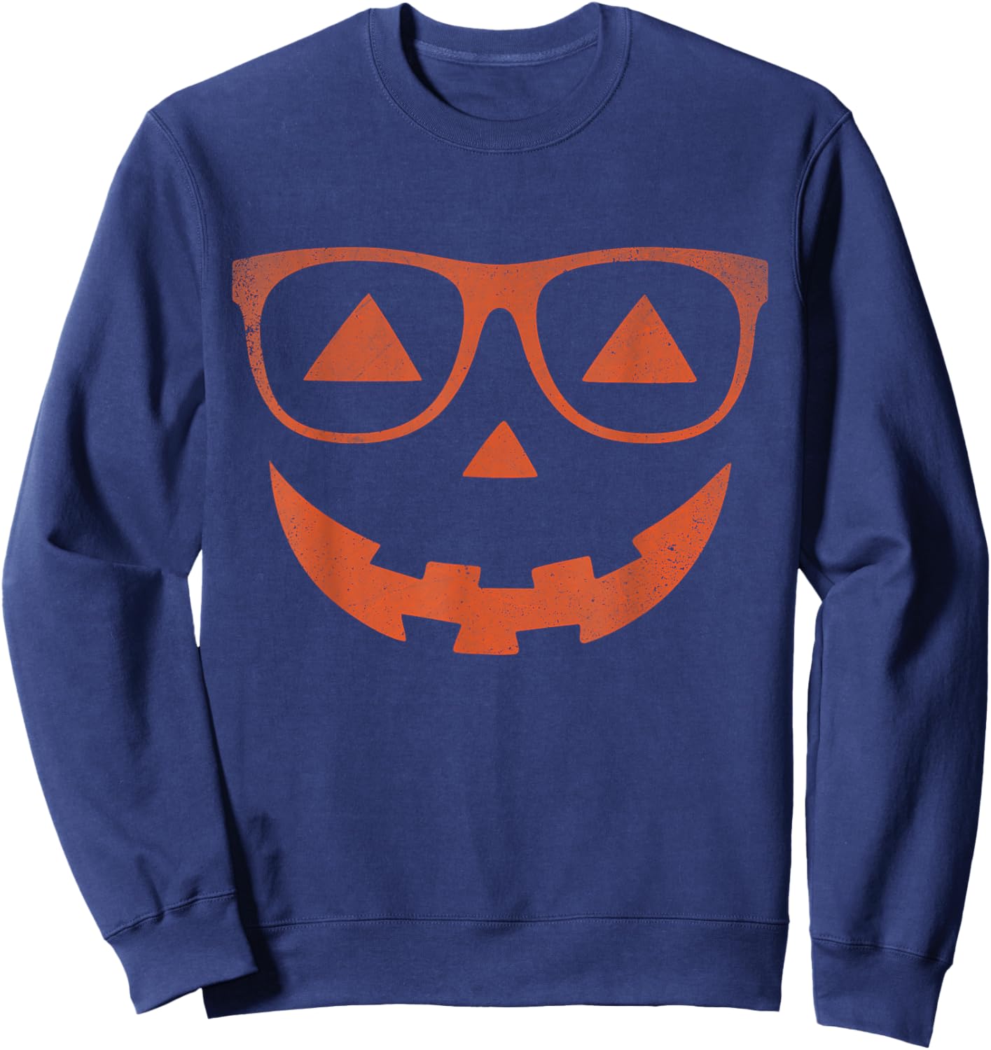 Jack O Lantern Pumpkin with Glasses Costume Halloween Sweatshirt - Sweatshirt | Navy