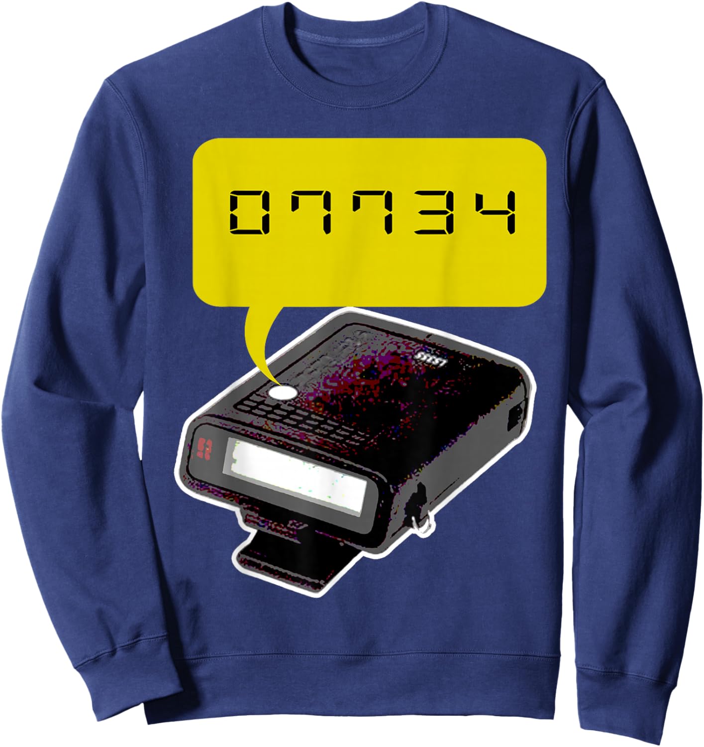 Old School Retro Tech 90s Pager Beeper Urban Phrase Hello Sweatshirt - Sweatshirt | Navy