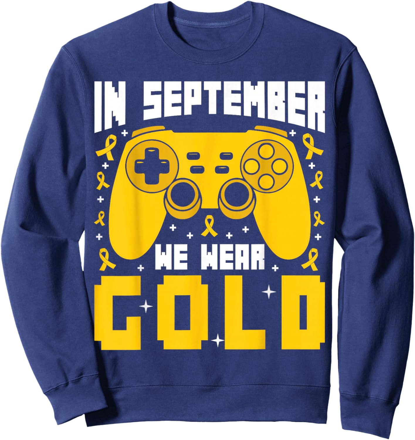 In September We Wear Gold Gaming Childhood Cancer Boys Kids Sweatshirt - Sweatshirt | Navy