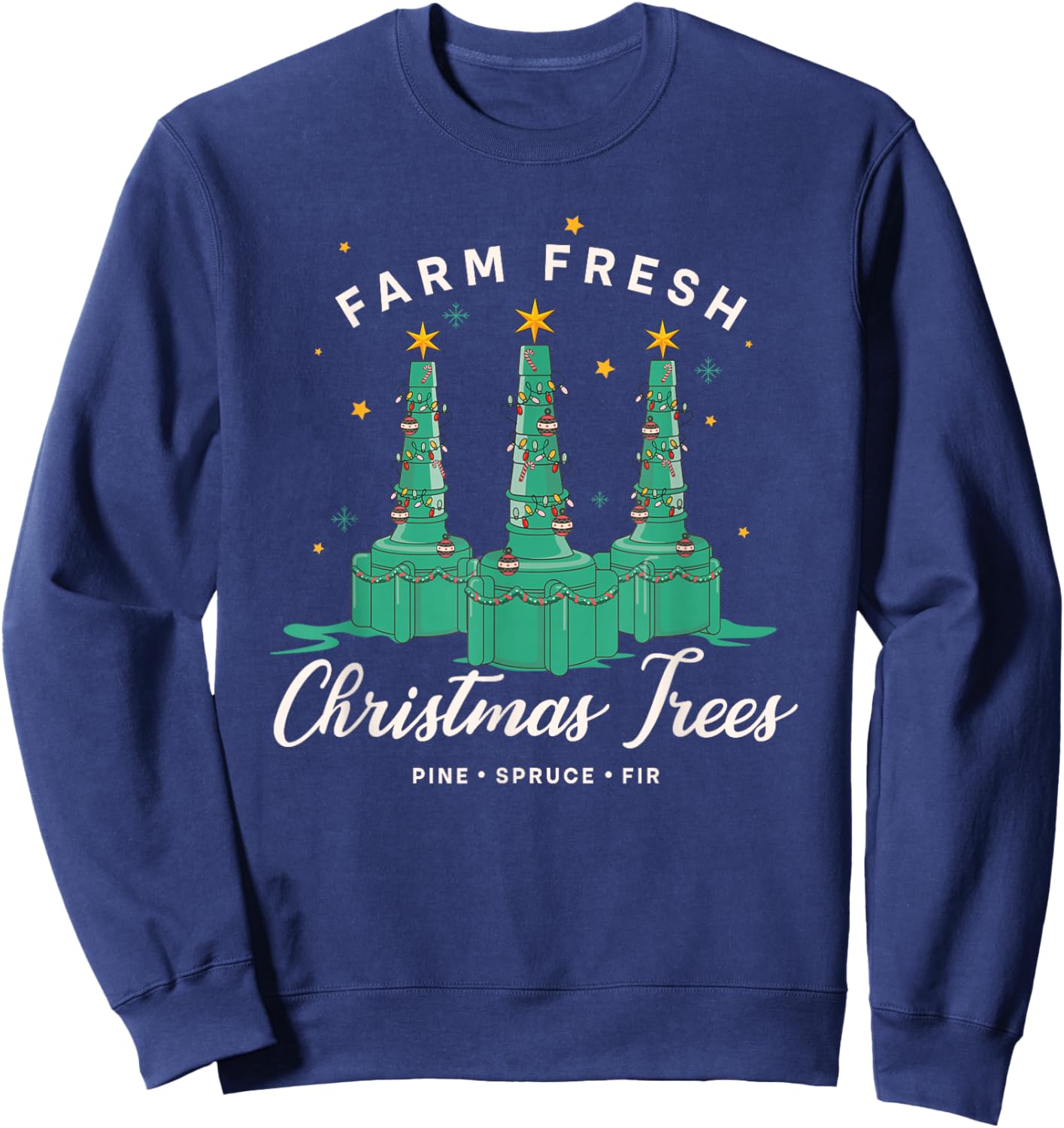 Respiratory Therapist Nurse Farm Fresh Christmas Tree Sweatshirt - Sweatshirt | Navy