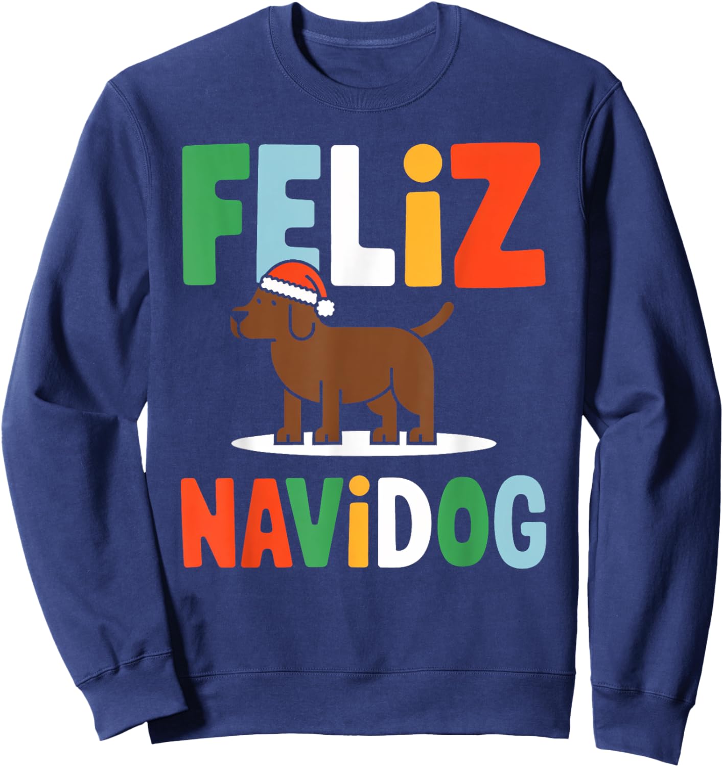 Feliz Navidad Chocolate Labrador Christmas Spanish Sweatshirt - Sweatshirt | Navy