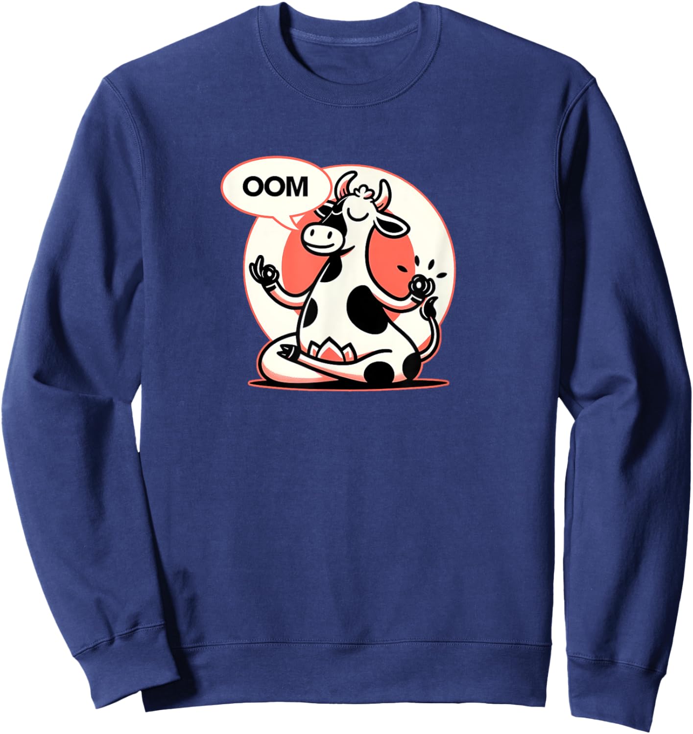 Funny Cow Namaste Yoga Lotus Position Yoga Cow Sweatshirt - Sweatshirt | Navy