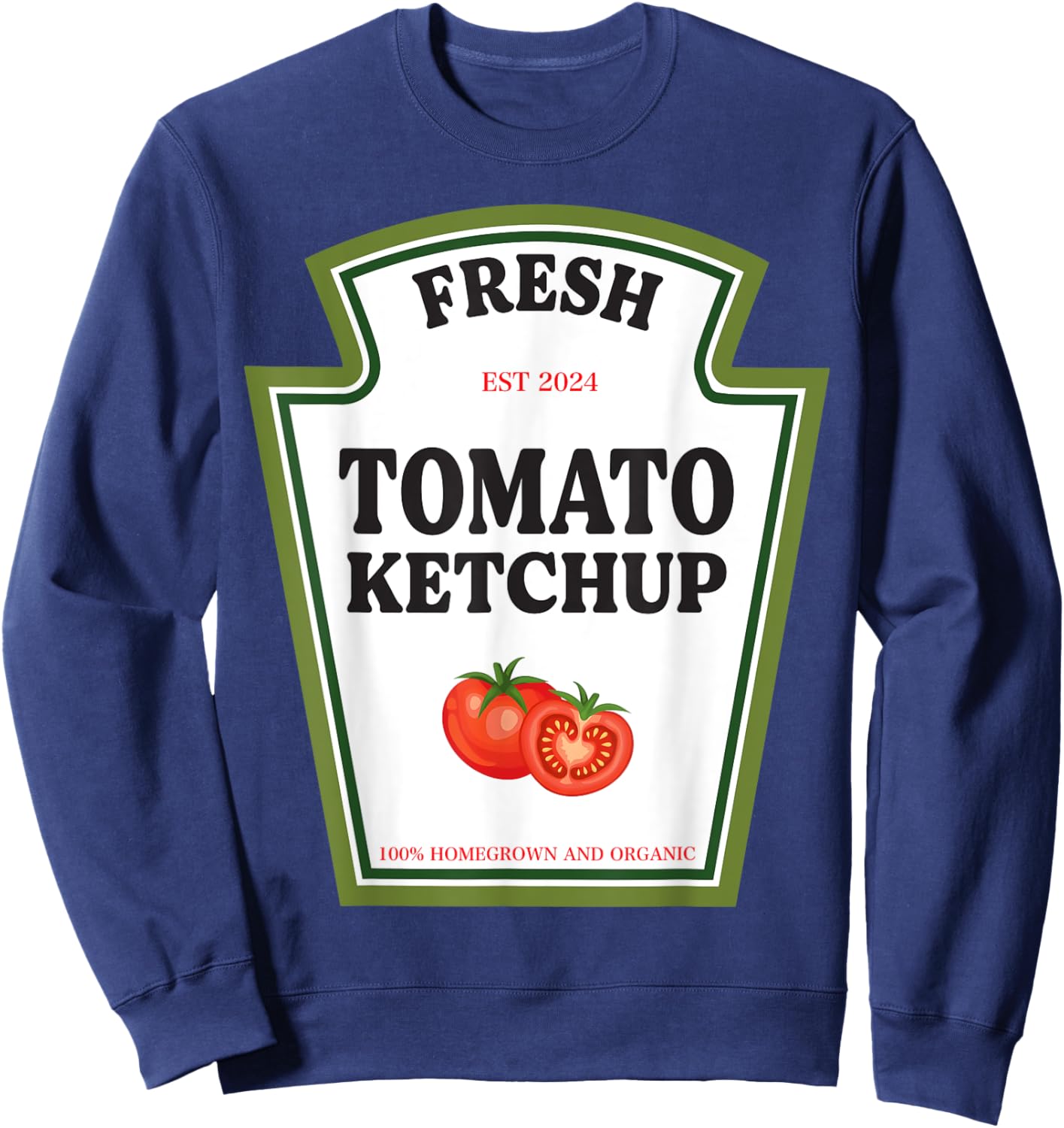 Fresh Tomato Ketchup Condiment Costume Party Matching Sweatshirt - Sweatshirt | Navy