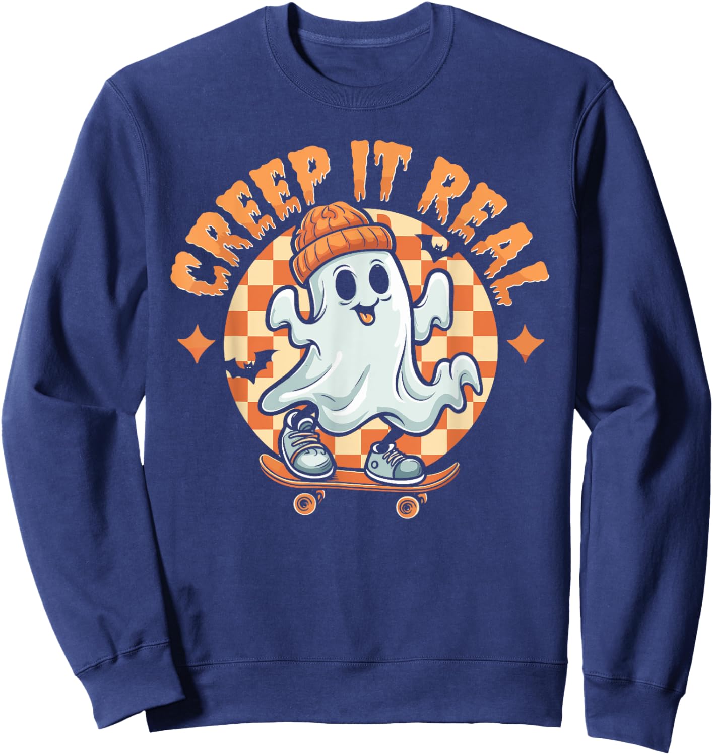 Creep It Real Halloween Shirt Kids Fall Season Teen Boys Sweatshirt - Sweatshirt | Navy