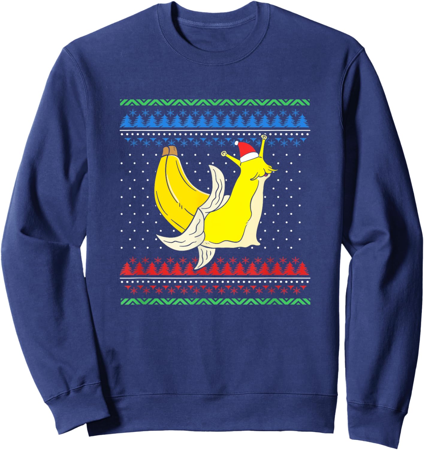 Christmas Banana Slug With Christmas Hat Sweatshirt - Sweatshirt | Navy