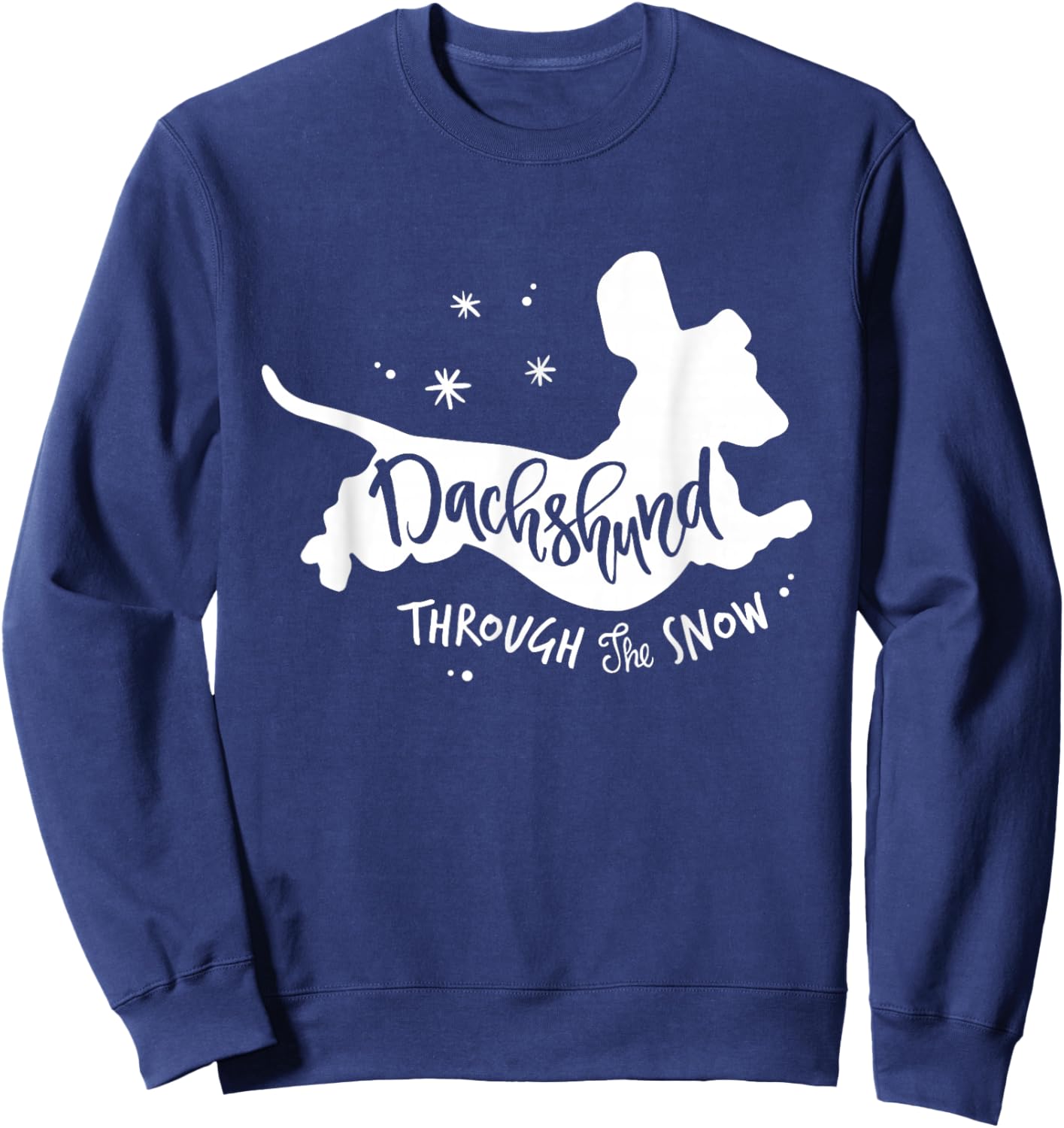 Funny Wiener Dachshund Through the Snow Dog Lovers Christmas Sweatshirt - Sweatshirt | Navy