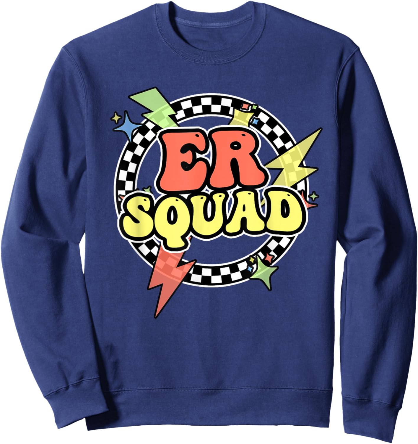 Retro ER Squad Halloween Emergency Nurses Day Tech Sweatshirt - Sweatshirt | Navy