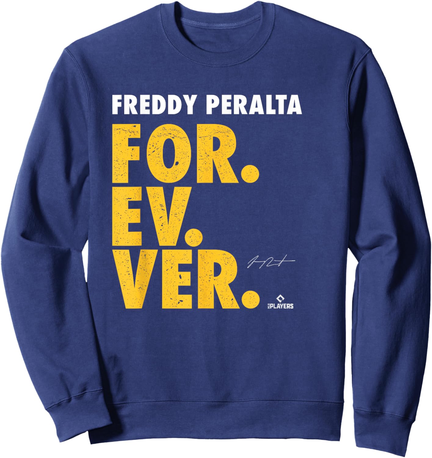 Forever Baseball Freddy Peralta Milwaukee Baseball MLBPA Sweatshirt - Sweatshirt | Navy