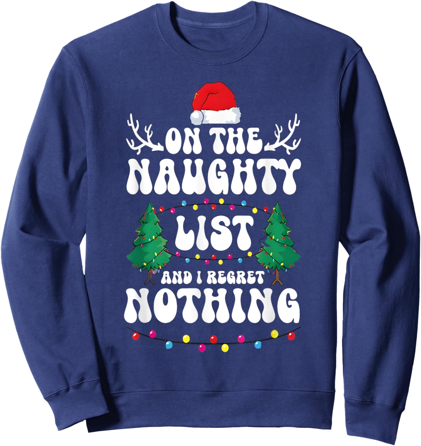 Groovy Naughty List Christmas Xmas Santa Kids Sweatshirt - Sweatshirt | Navy