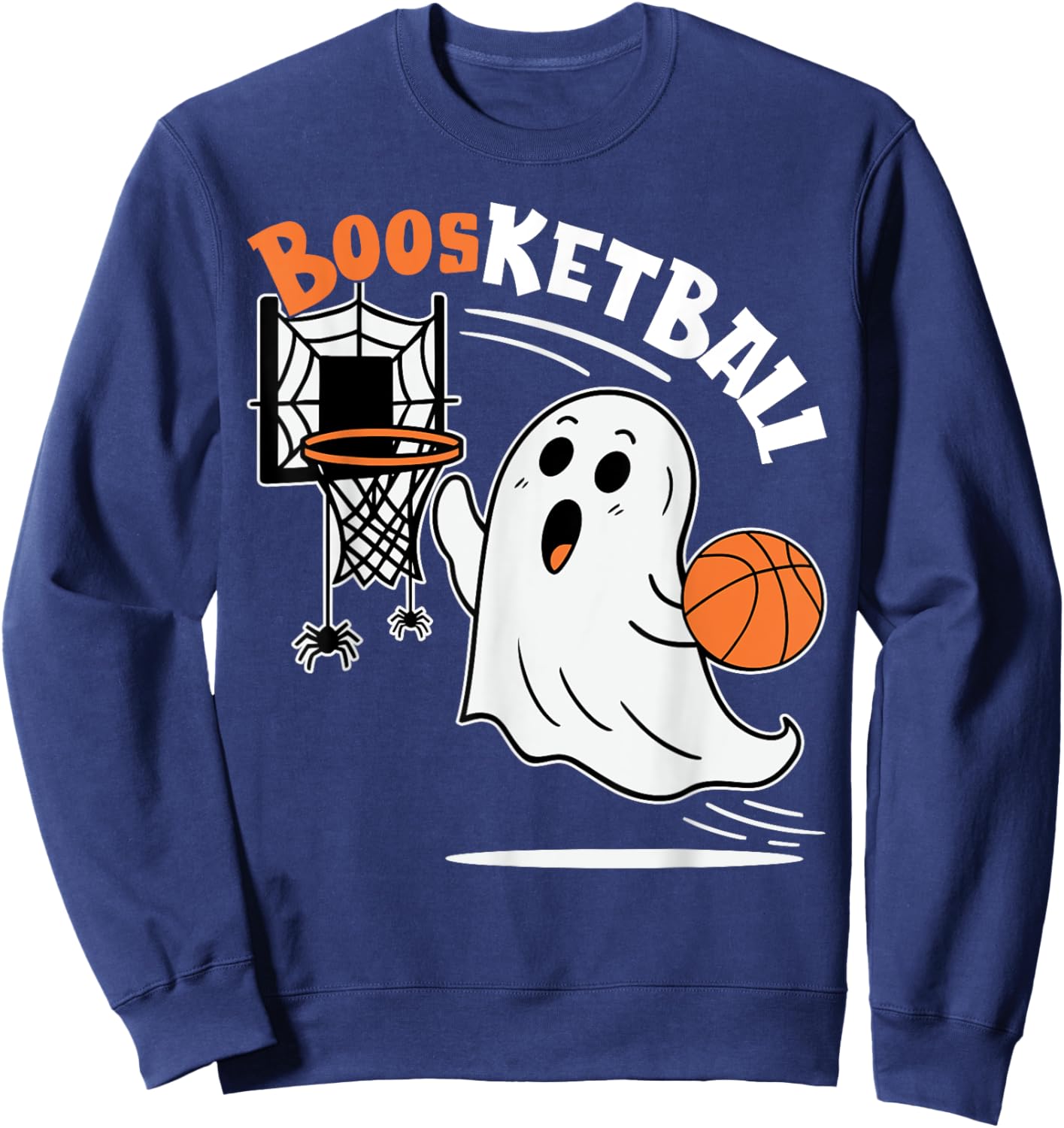 Halloween Ghost Playing Basketball Spooky Ghost Boosketball Sweatshirt - Sweatshirt | Navy