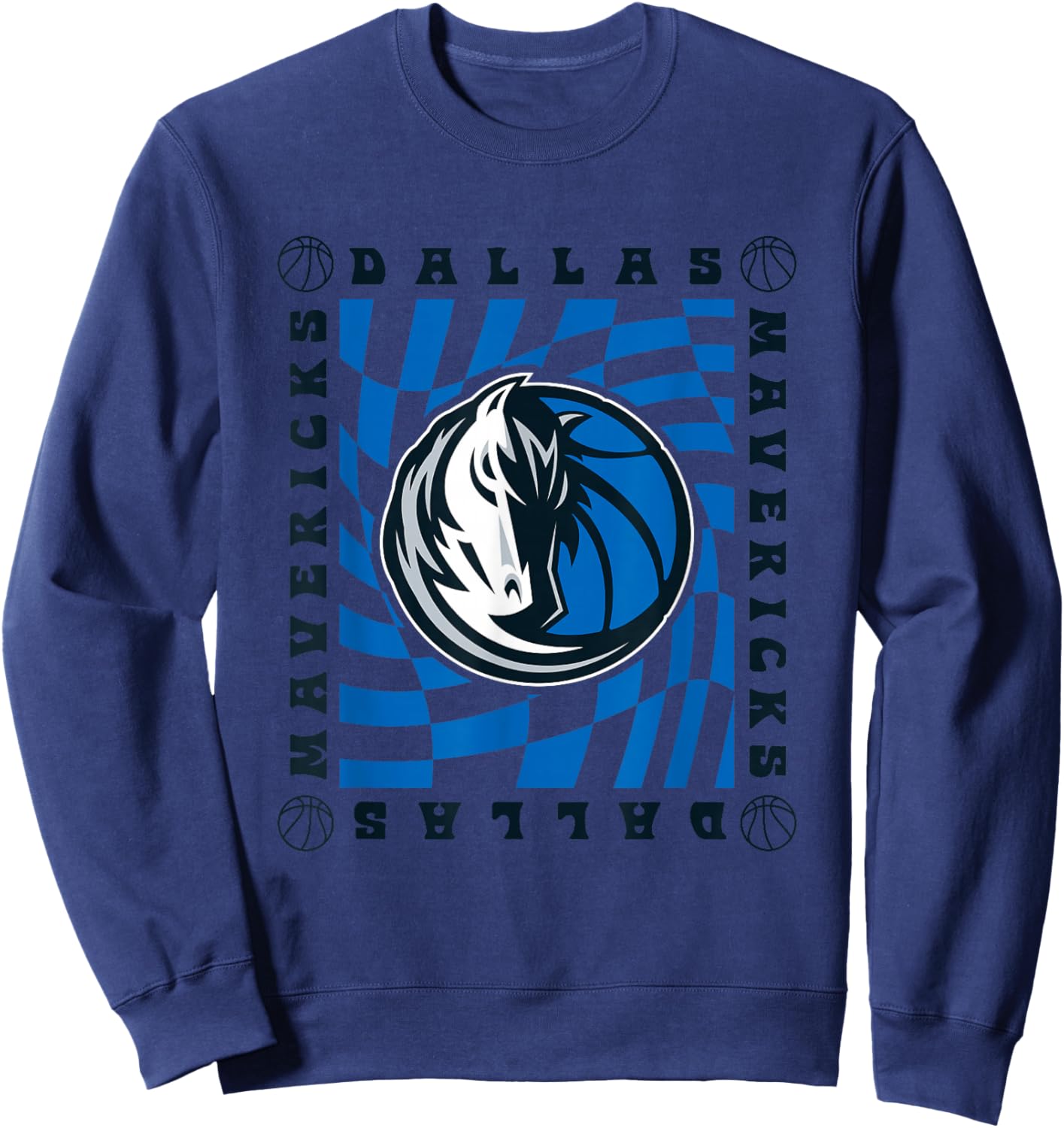 NBA Dallas Mavericks Retro Checkerboard Wave Sweatshirt - Sweatshirt | Navy