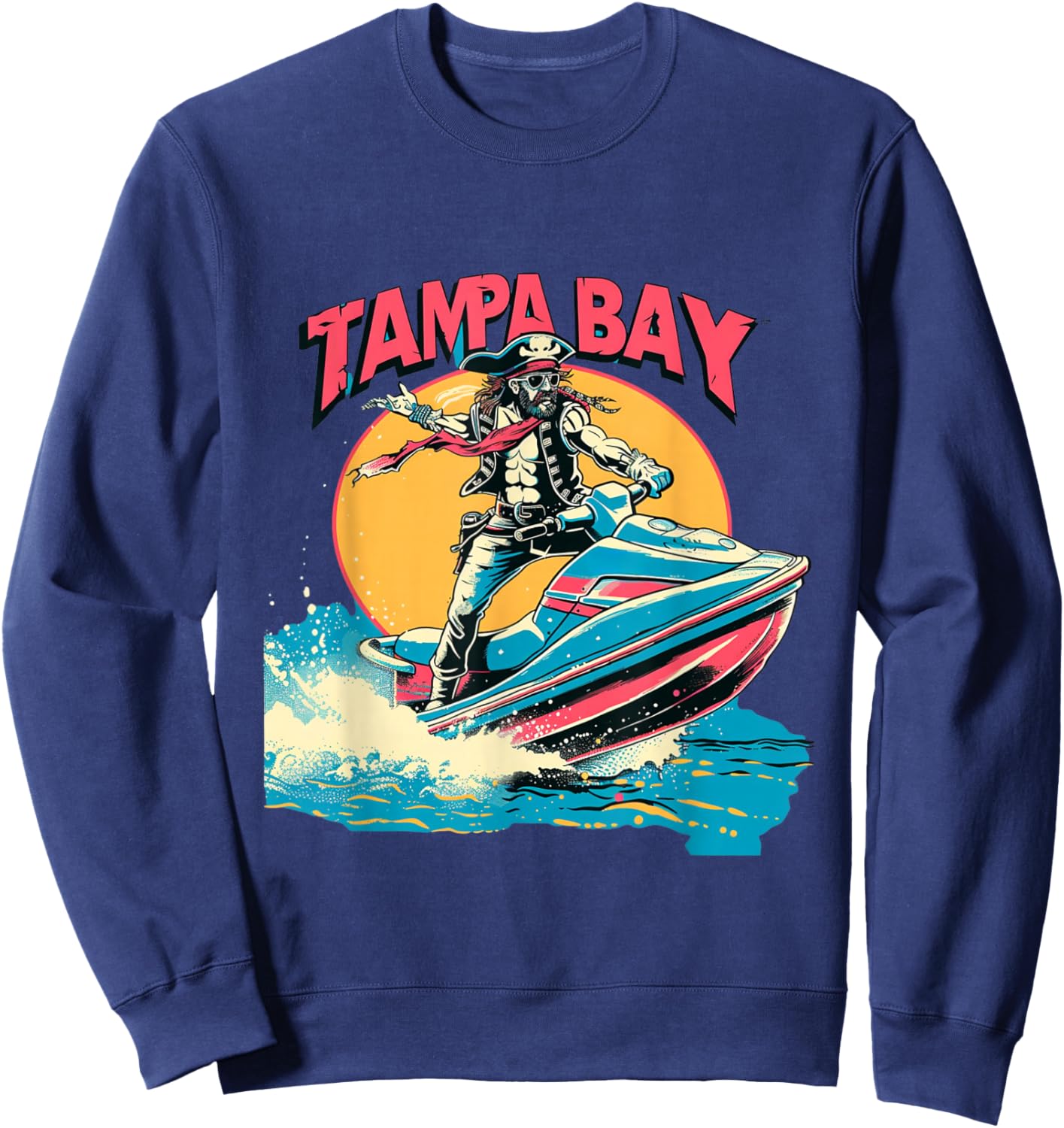Tampa Bay Pirate Florida Jetski Boating Funny Gasparilla Sweatshirt - Sweatshirt | Navy