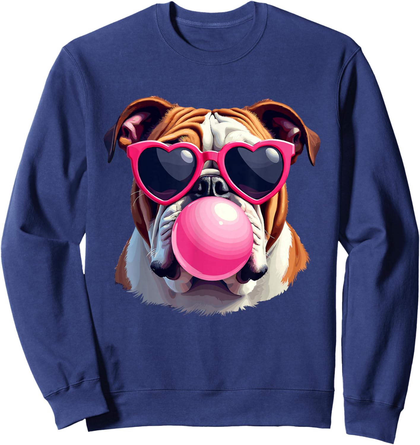 Bulldogs Preppy Mascot Bulldogs Blowing Bubble Girly Mama Sweatshirt - Sweatshirt | Navy