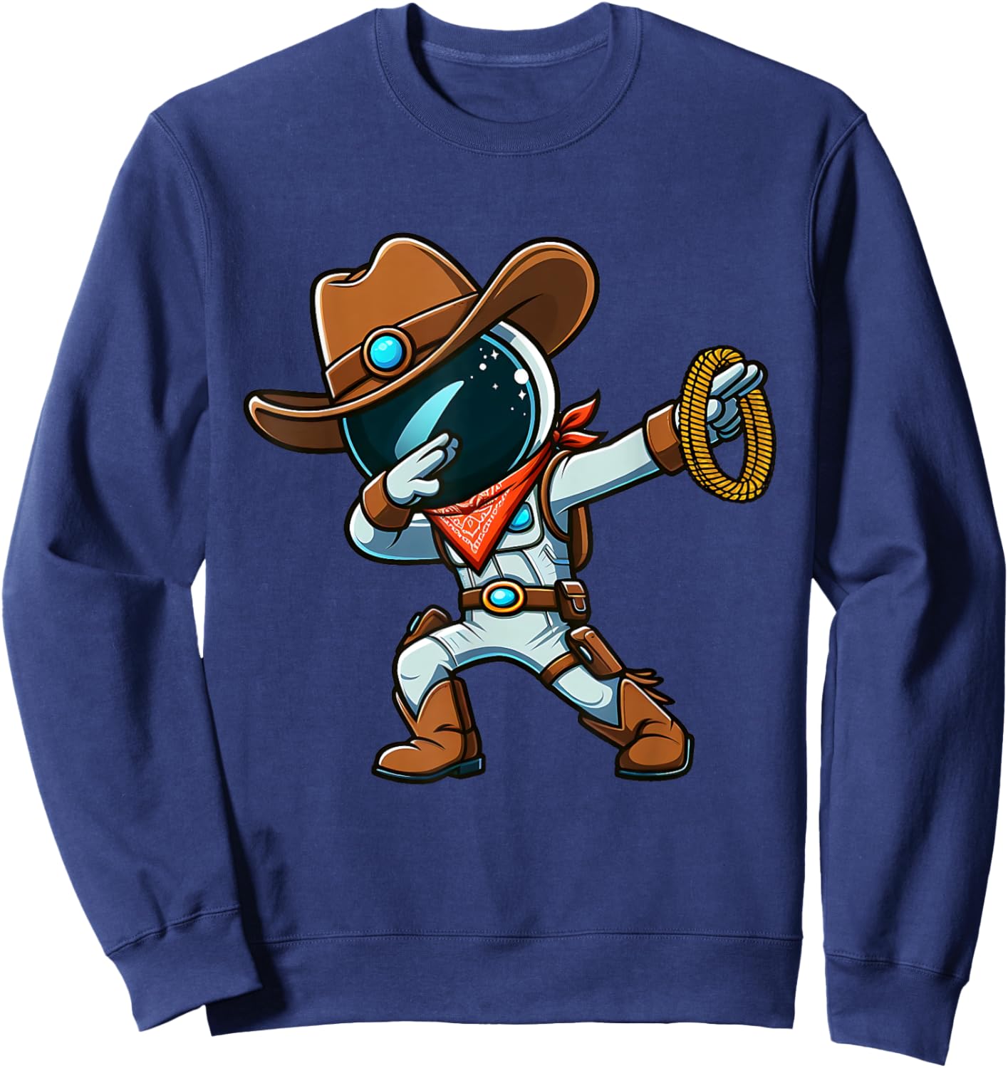 Dabbing Boys Astronaut Cowboy Space Halloween Sweatshirt - Sweatshirt | Navy
