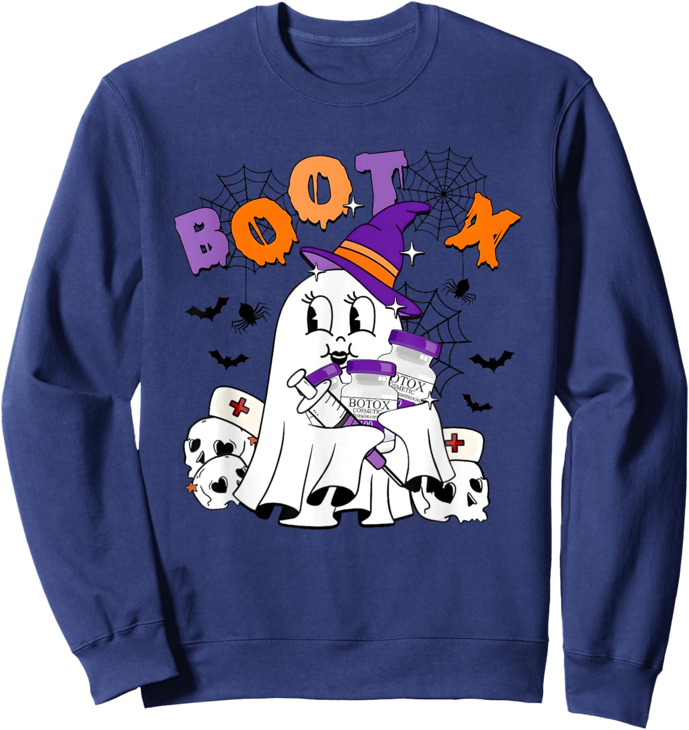 Cute Ghost BooTox Nurse Injector Halloween Plastic Surgery Sweatshirt - Sweatshirt | Navy