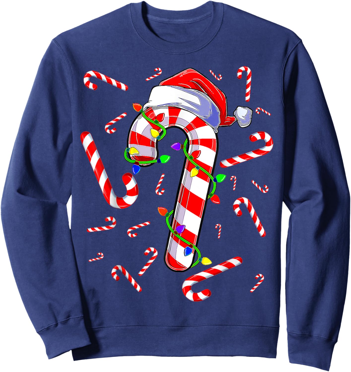 Candy Cane Merry And Bright Red And White Candy Costume Sweatshirt - Sweatshirt | Navy