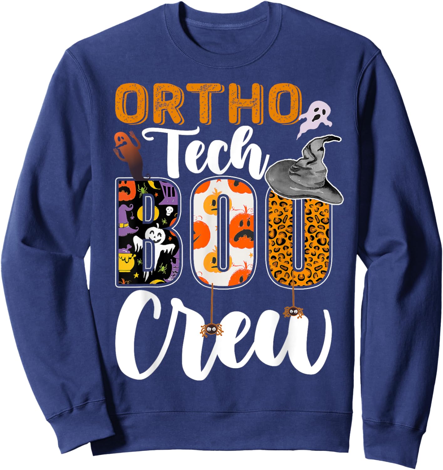 Ortho Tech Boo Crew Halloween Matching Orthopedic Technician Sweatshirt - Sweatshirt | Navy