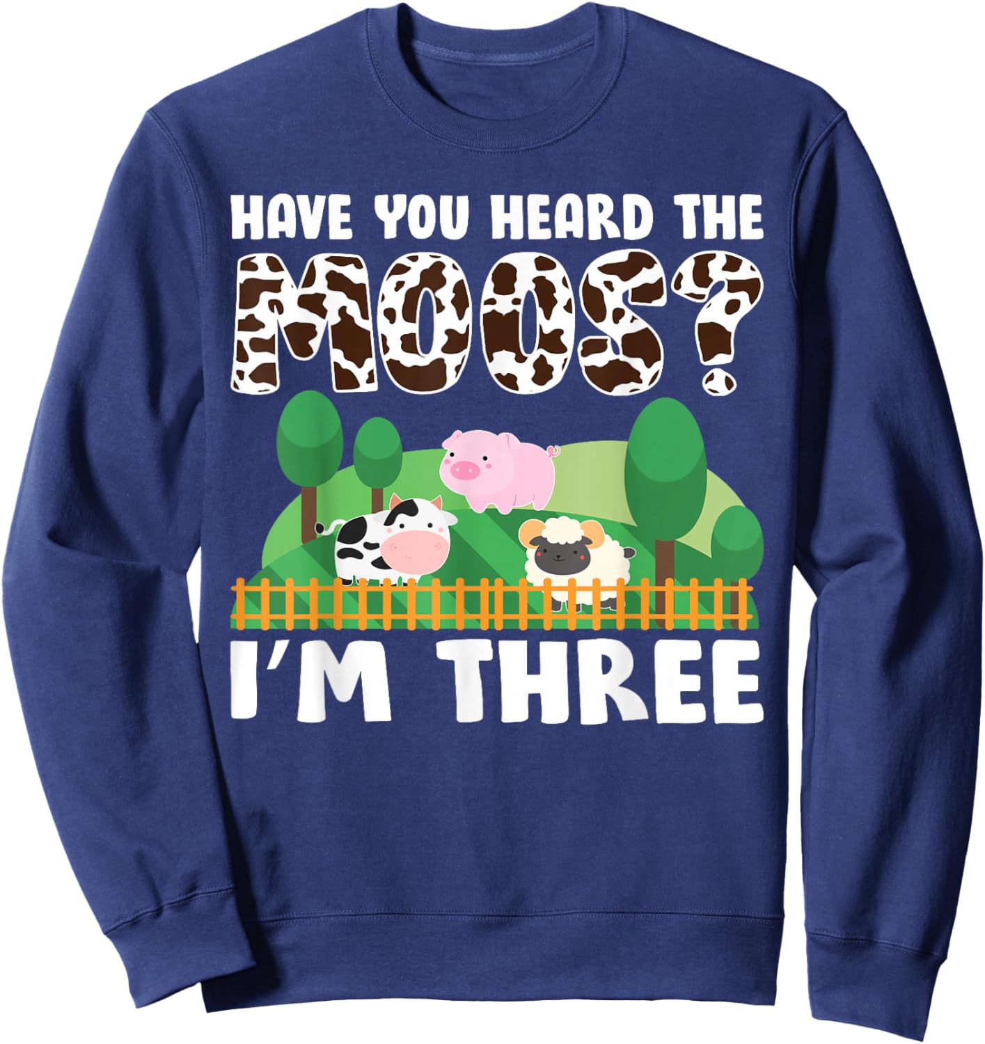 3rd Birthday 3 Year Old Farm Theme Animals Birthday Party Sweatshirt - Sweatshirt | Navy