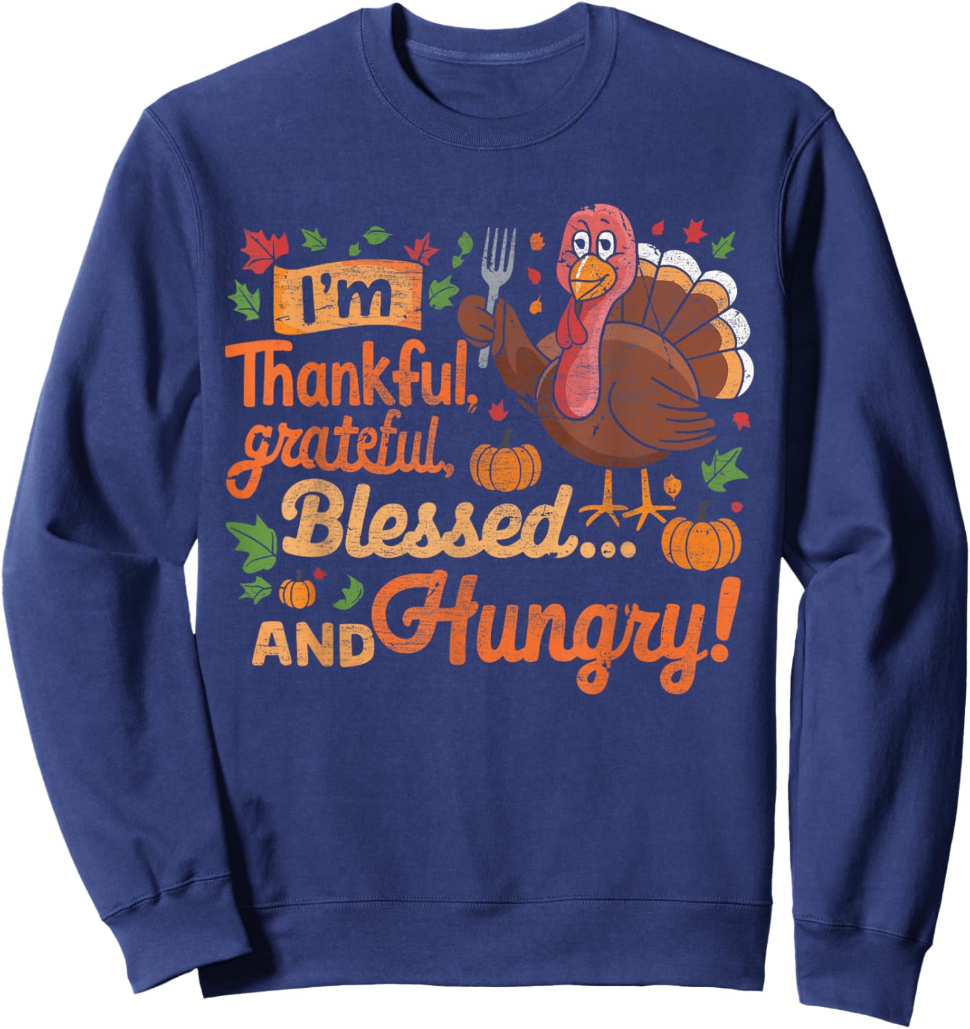 Thanksgiving Shirt For Thankful Boys Kids Toddler Turkey Day Sweatshirt - Sweatshirt | Navy