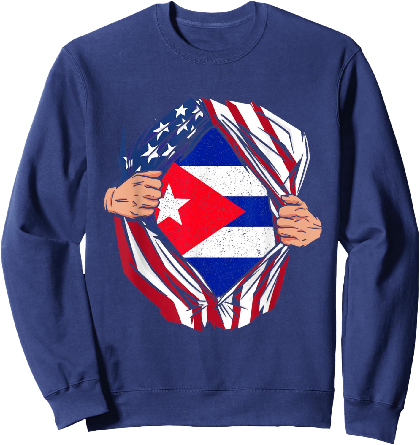 Cuban Pride Flag Cuba Lover Funny National Expat Heritage Sweatshirt - Sweatshirt | Navy
