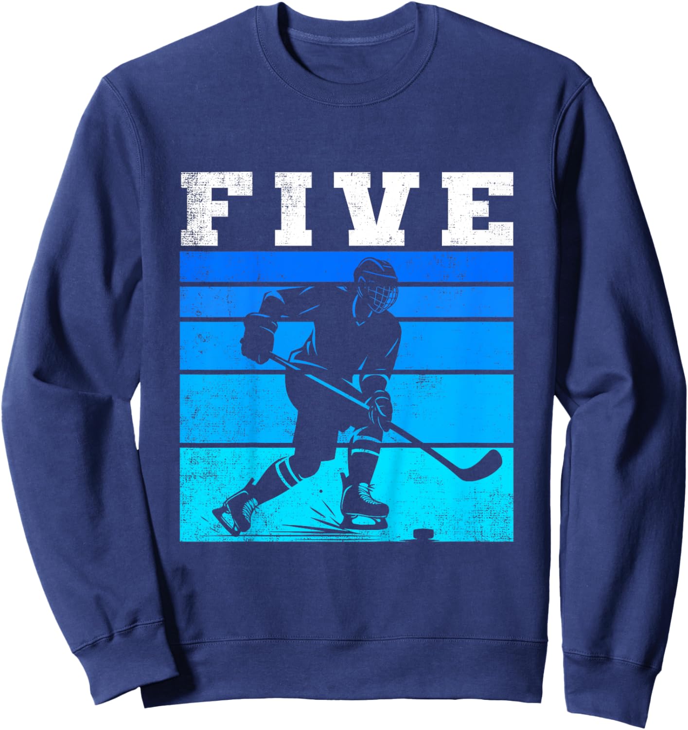 Kids 5th Birthday Ice Hockey Boy & Gil Five Hockey Birthday Party Sweatshirt - Sweatshirt | Navy