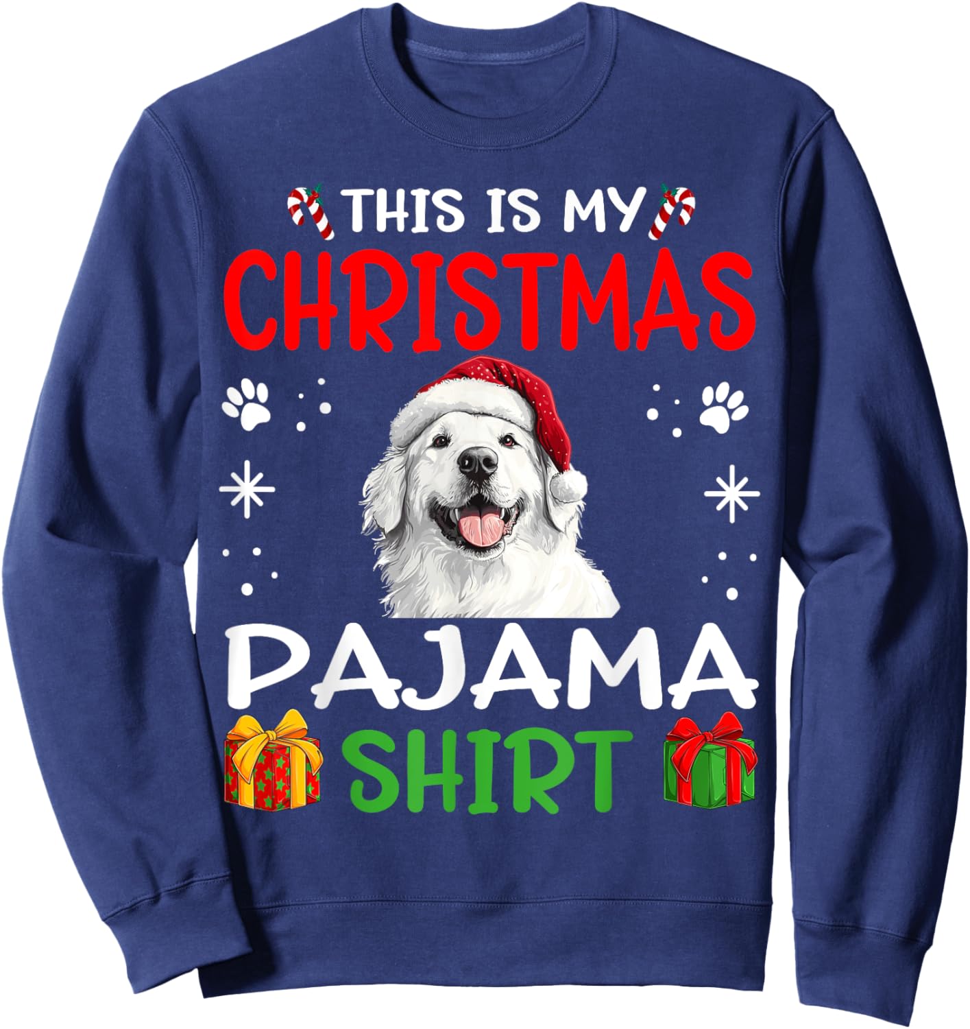 Great Pyrenees Dog Nightgown Pajama This is my Christmas Women Kids Sweatshirt - Sweatshirt | Navy