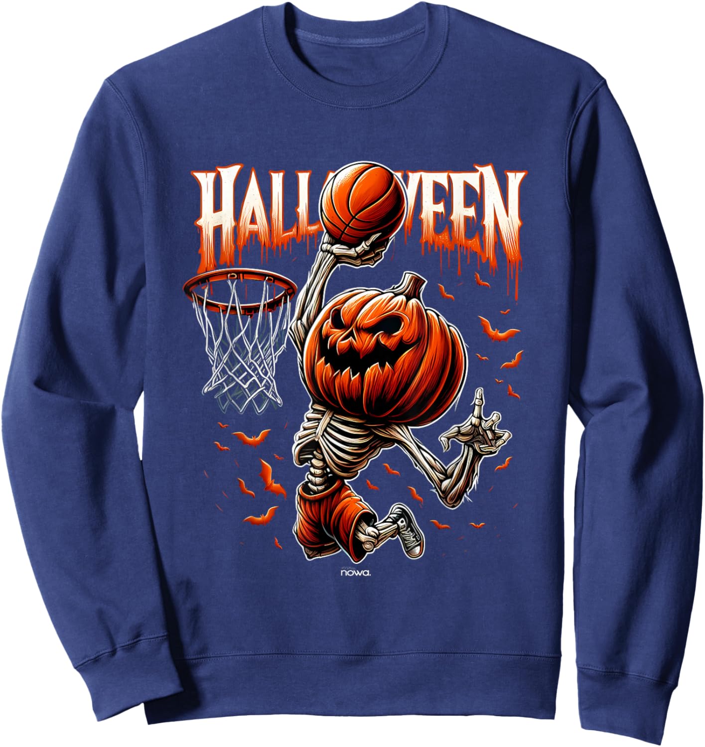 Halloween Basketball Scary Pumpkin Slam Dunk Sweatshirt - Sweatshirt | Navy