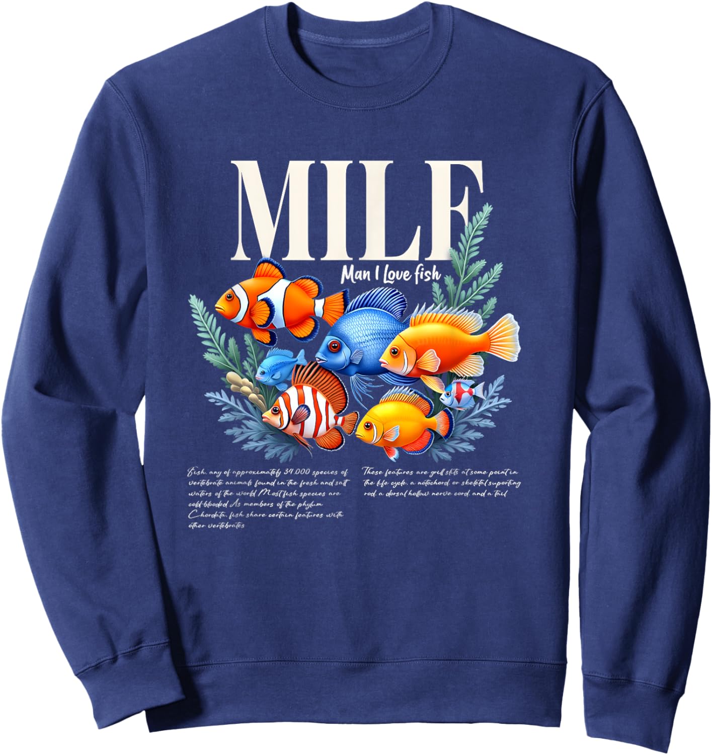 Man I Love Fish Funny Fishing Fisherman Fishing Lovers Sweatshirt - Sweatshirt | Navy
