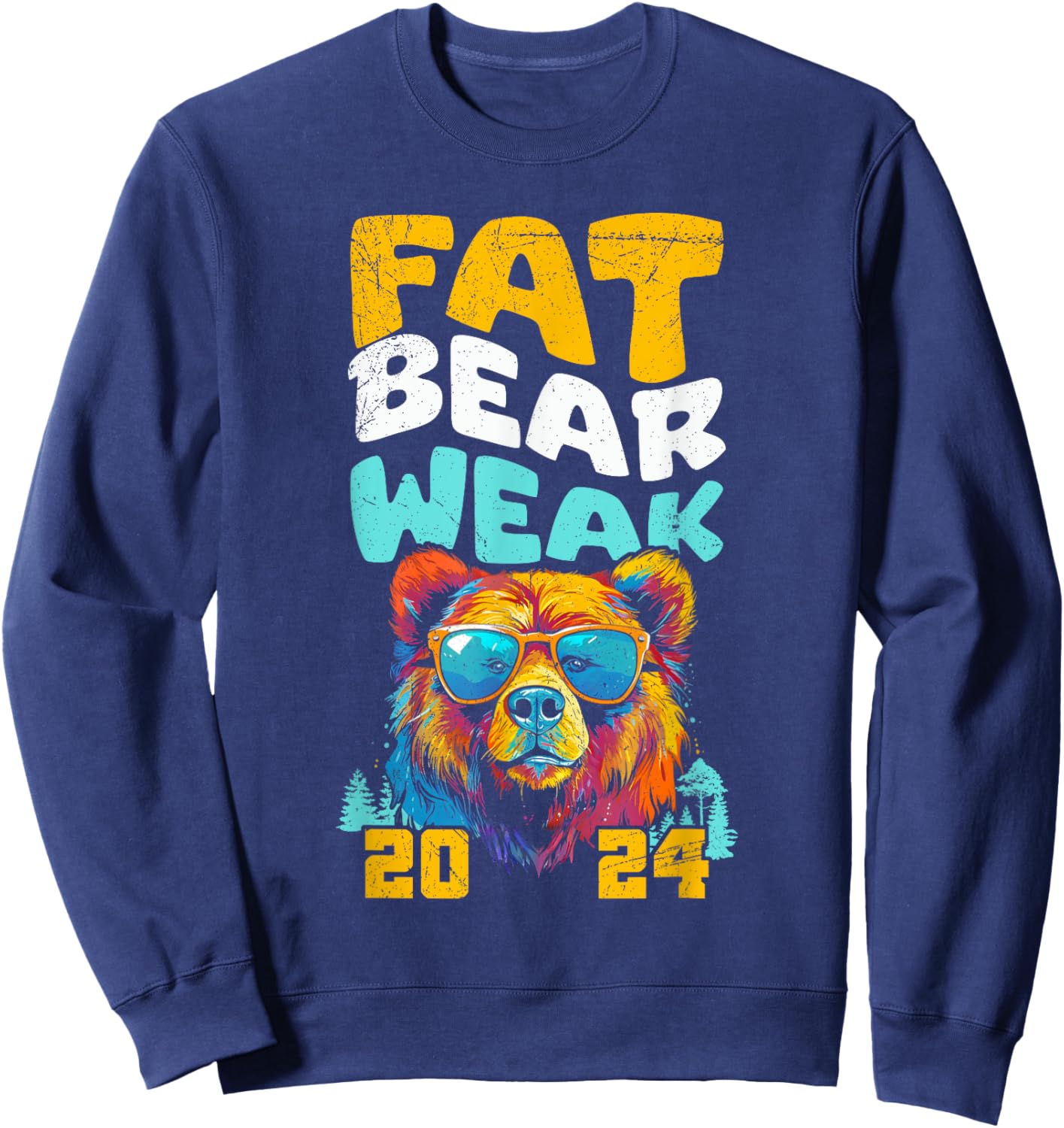 Fat Bear Week Colorful Bear 2024 Nature Forest Lover Sweatshirt - Sweatshirt | Navy