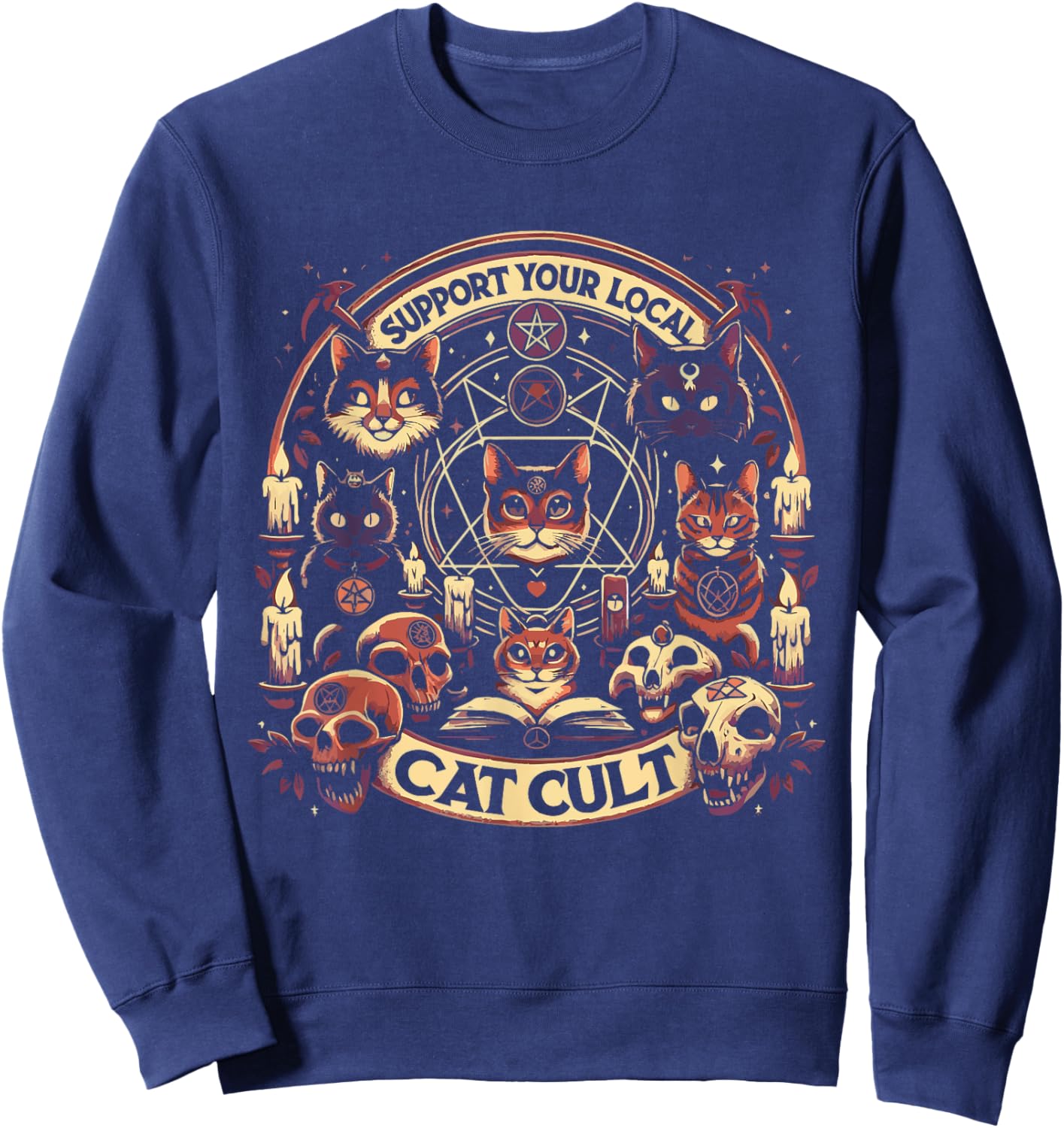 Funny Support Your Local Cat Cult Shirt Women Girls Kids Sweatshirt - Sweatshirt | Navy