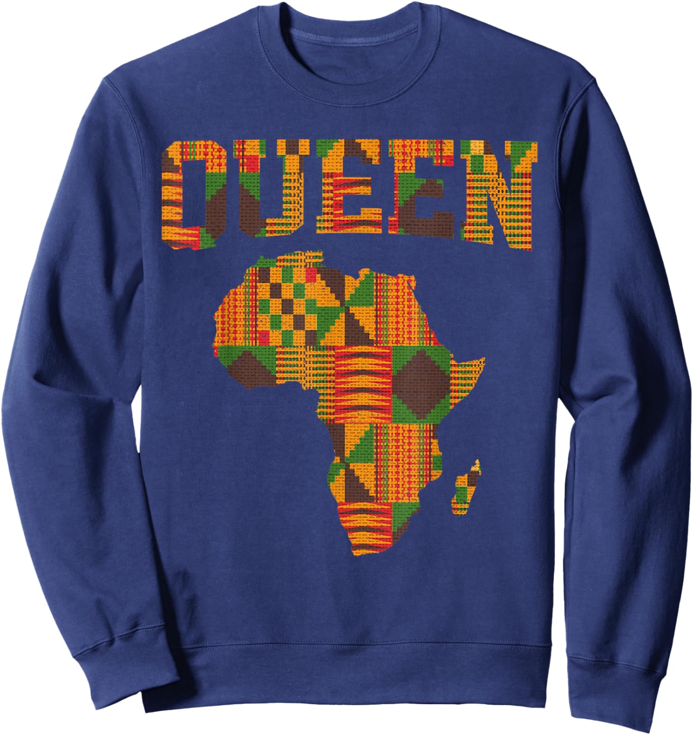 African Queen Art Girls Kente Cloth African Print Sweatshirt - Sweatshirt | Navy