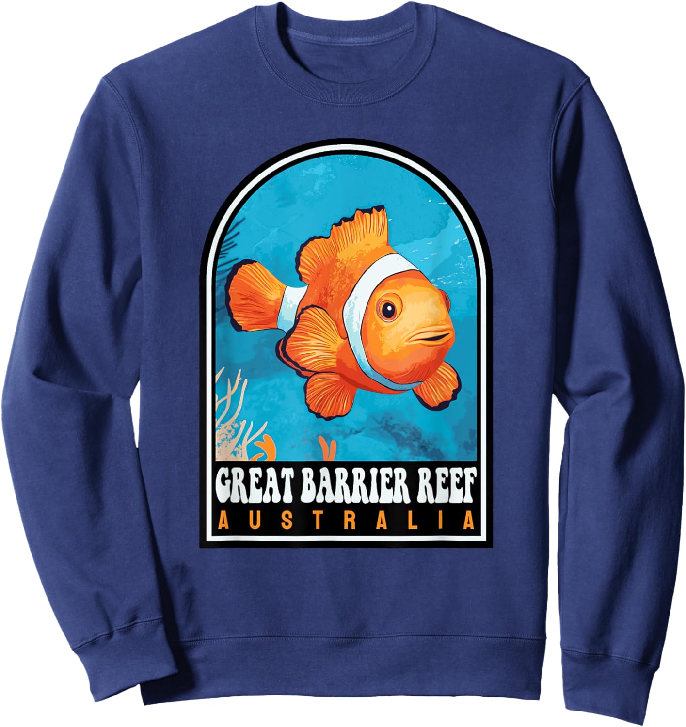 Great Barrier Reef Australia Clownfish Retro Travel Sweatshirt - Sweatshirt | Navy