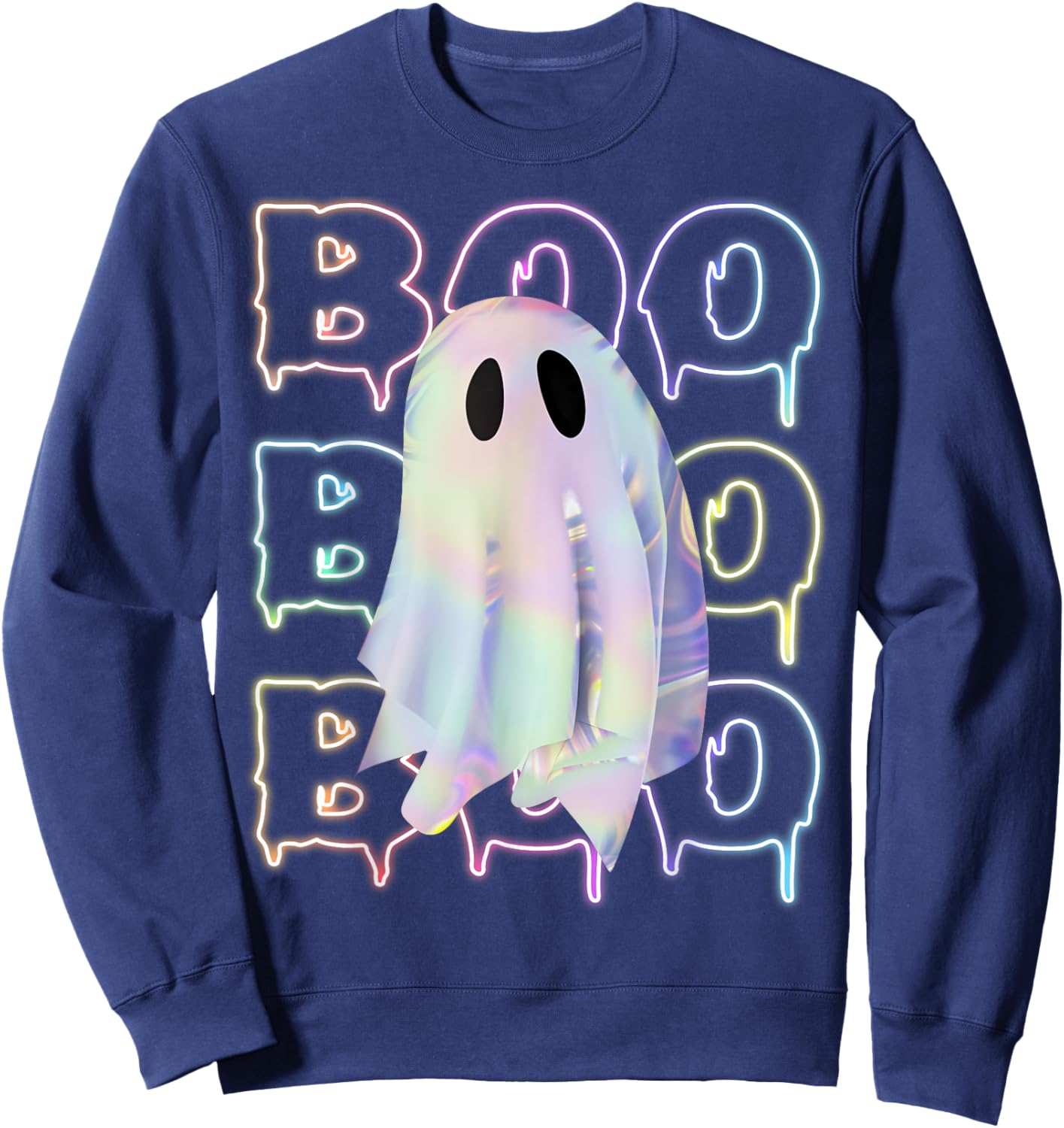 Funny Boo Cute Ghost Neon Halloween Costume boy kids girl Sweatshirt - Sweatshirt | Navy
