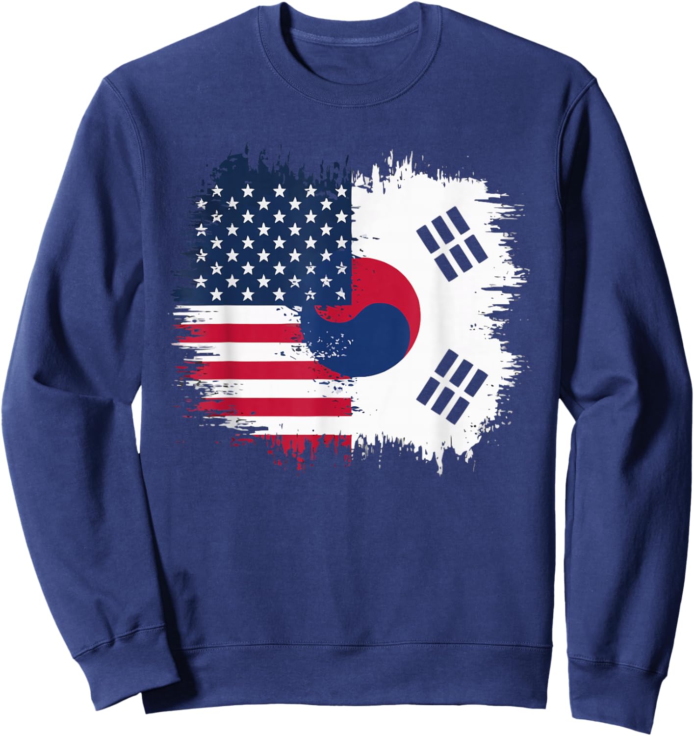 Half American Half Korean USA Flag South Korea America Sweatshirt - Sweatshirt | Navy