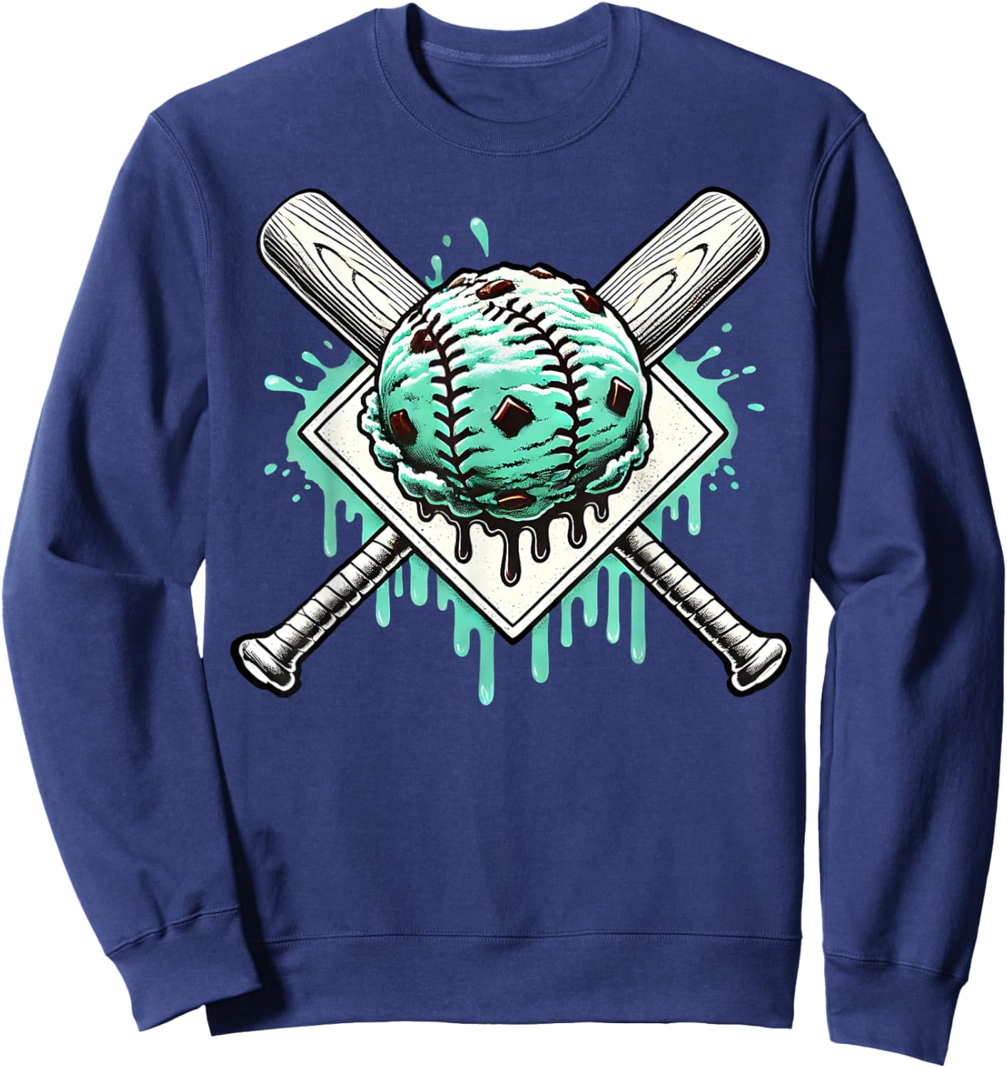Baseball Home Plate Drip Boys Mint Chocolate Chip Spinkle Sweatshirt - Sweatshirt | Navy
