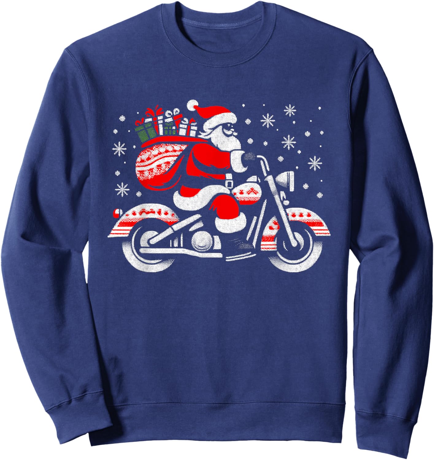Santa Claus Biker - Vintage Motorcycle Xmas Christmas Lover Sweatshirt - Sweatshirt | Navy