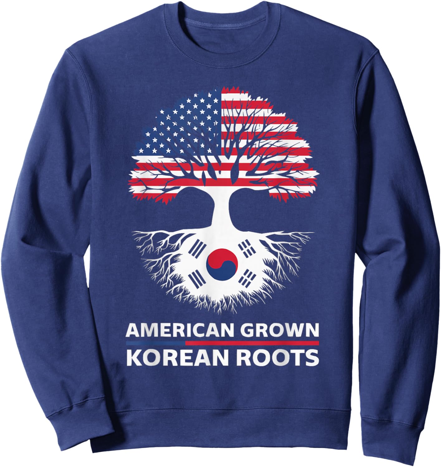 Half American Half Korean USA Flag South Korea America Sweatshirt - Sweatshirt | Navy