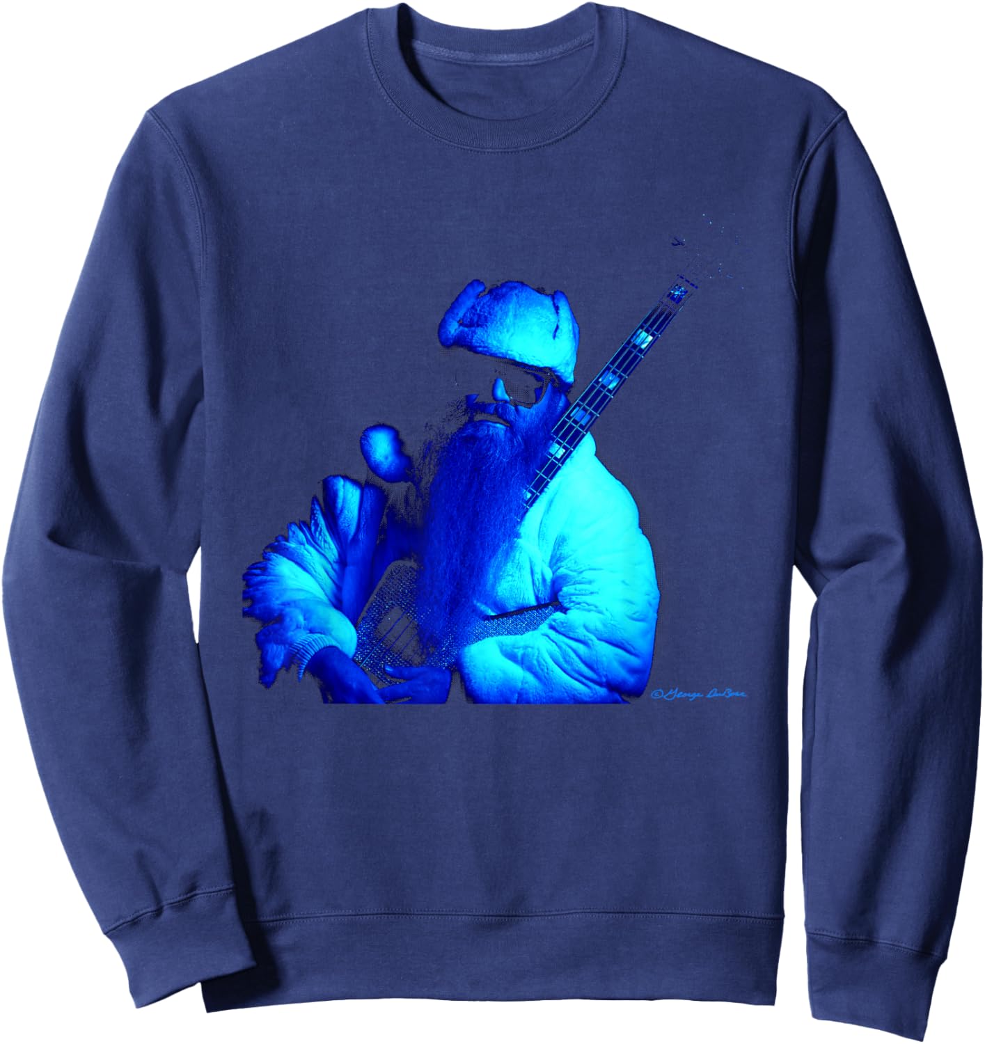 Dusty Hill ZZ Top Bass Player By George DuBose Sweatshirt - Sweatshirt | Navy