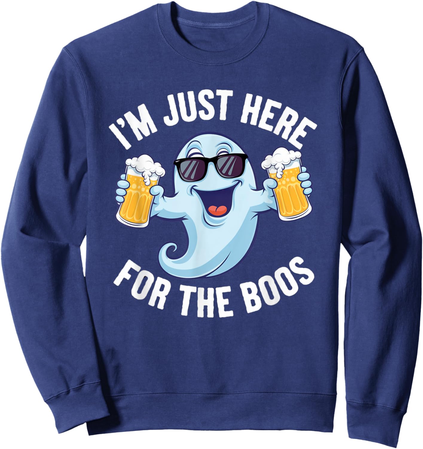 I'm Just Here For The Boos Funny Halloween Ghost Boo Costume Sweatshirt - Sweatshirt | Navy
