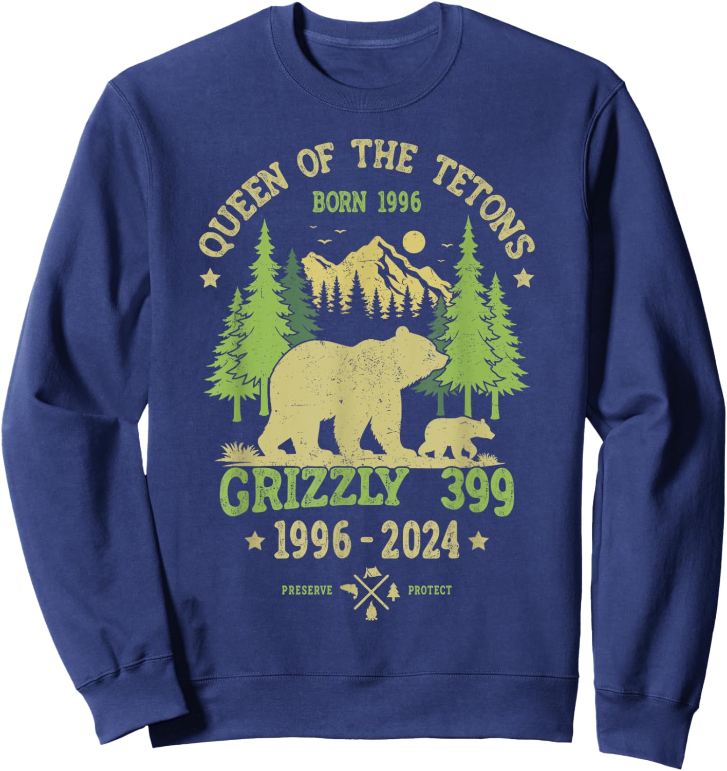 Queen Of The Tetons Grizzly 399 National Park 1996-2024 Sweatshirt - Sweatshirt | Navy